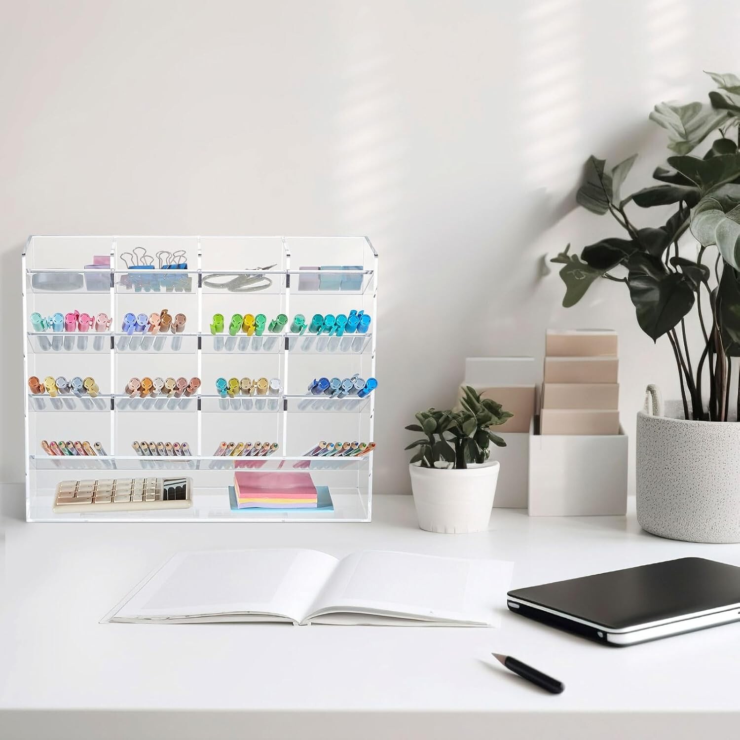 Acrylic Pen Organizer for Desk, Vertical Marker & Pencil Holder (13 x 4 x 10.2″)