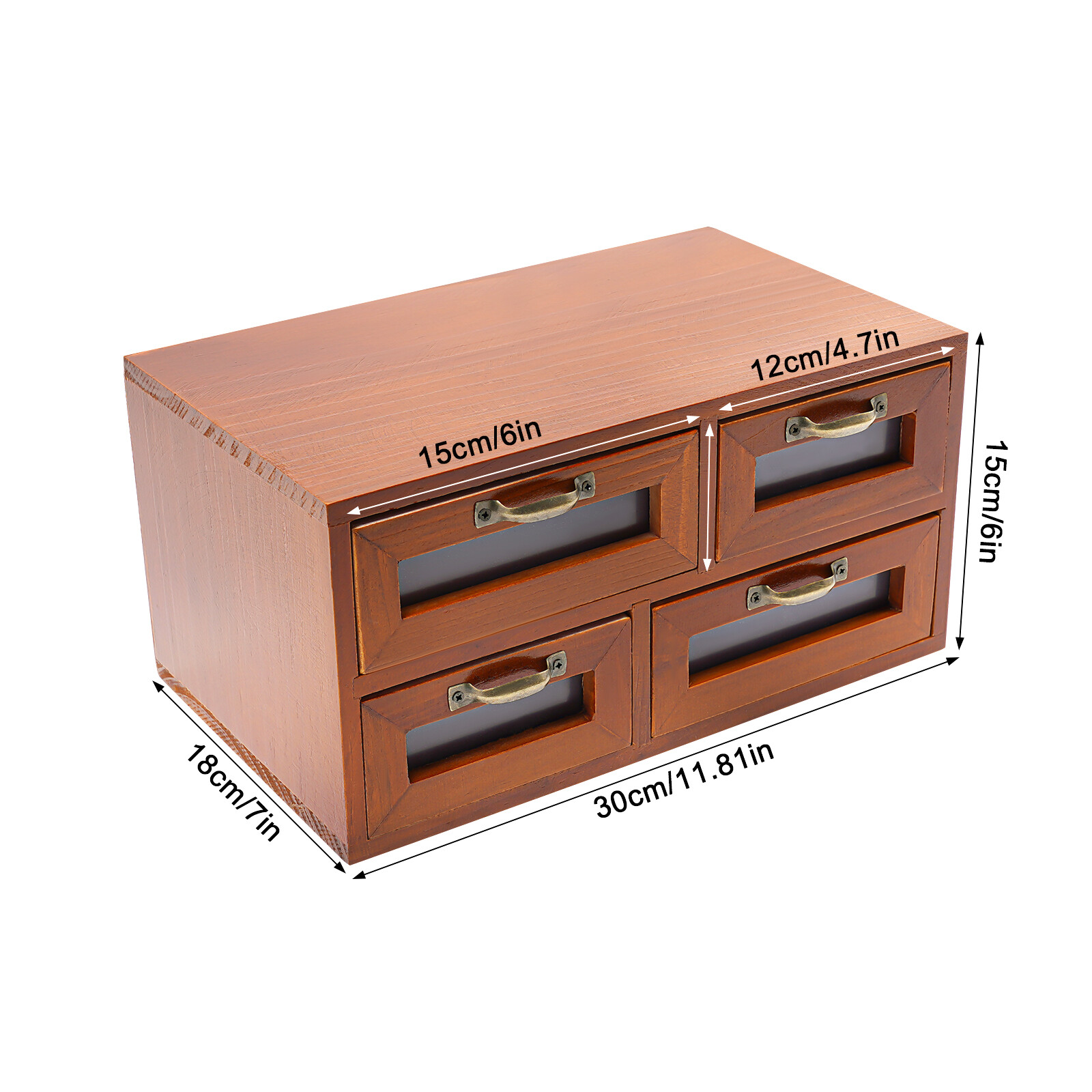 Desk Organizer with Drawers Wooden Desktop Storage Cabinet Storage Box 4 Drawer