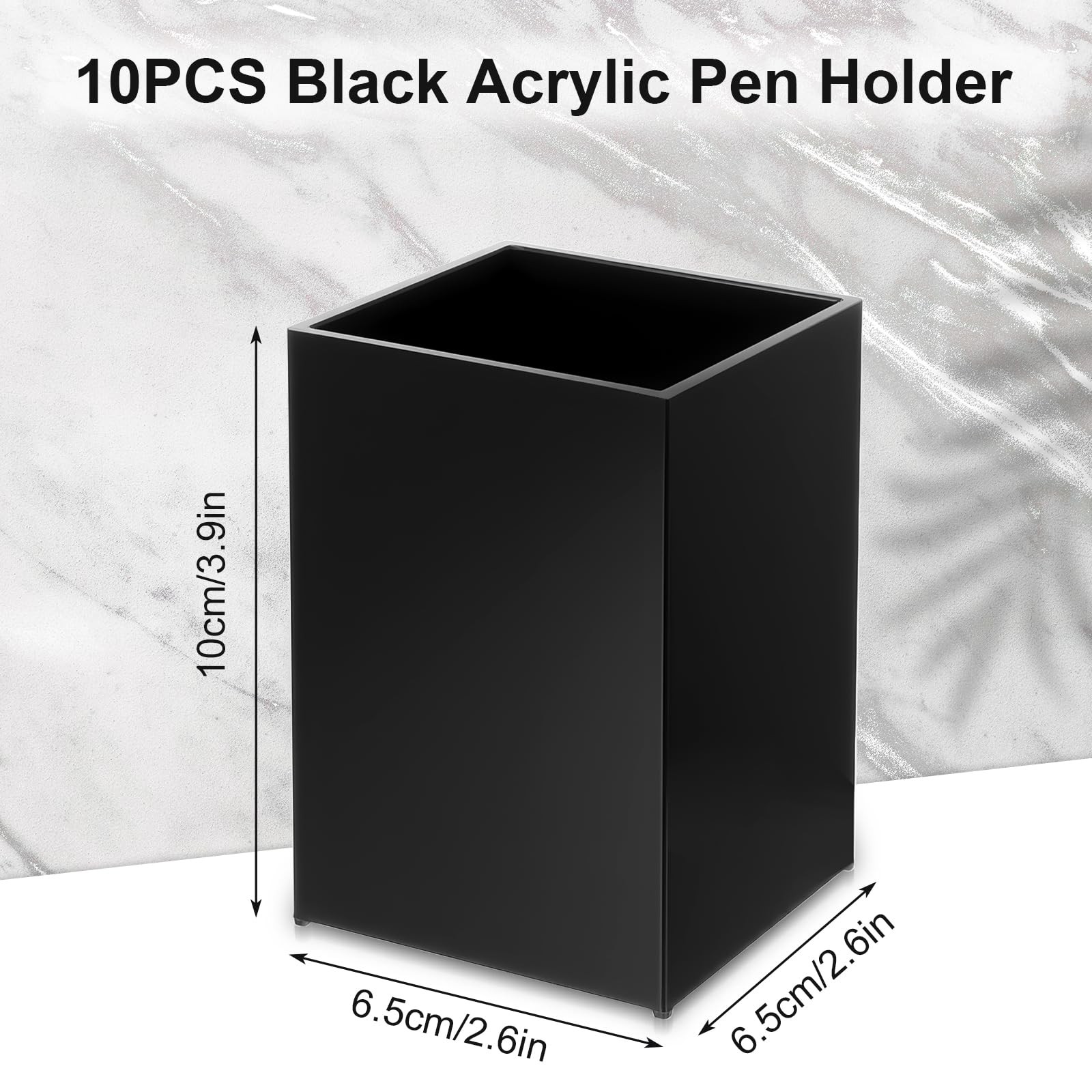10 Pack Black Acrylic Pen Holder, Desktop Pencil Organizer Makeup Brush Holde…