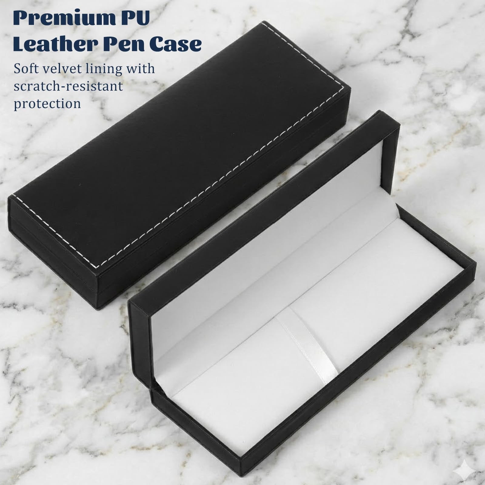 PU Leather Pen Single Case, Rectangle Pen Display Organizer Pens Gift for Fou…