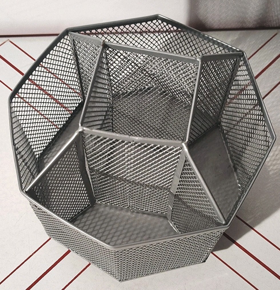 360° Rotating Accessories Holder Desk Organizer 5 Compartment Mesh Silver/Grey