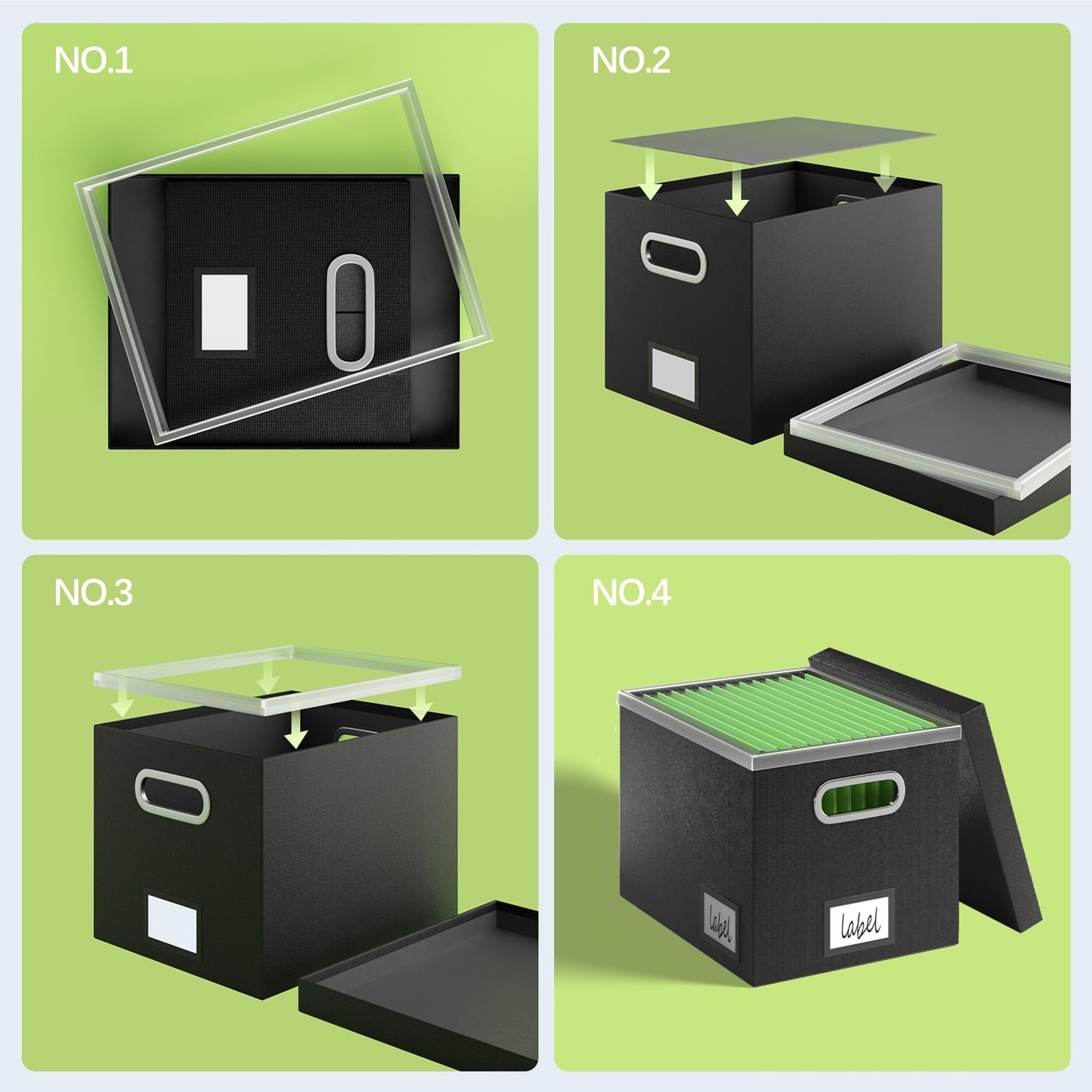GRSQYS File Organizer Box Boxes for 13.2*10.1*10.1in(3Pack), Black
