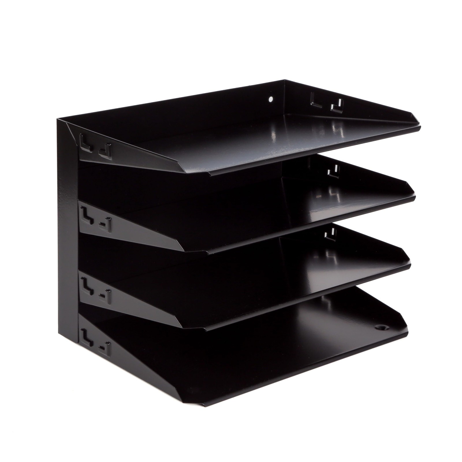 Desktop Horizontal 4-Slot File Binder Organizer Storage Letter Tray, Black Co…