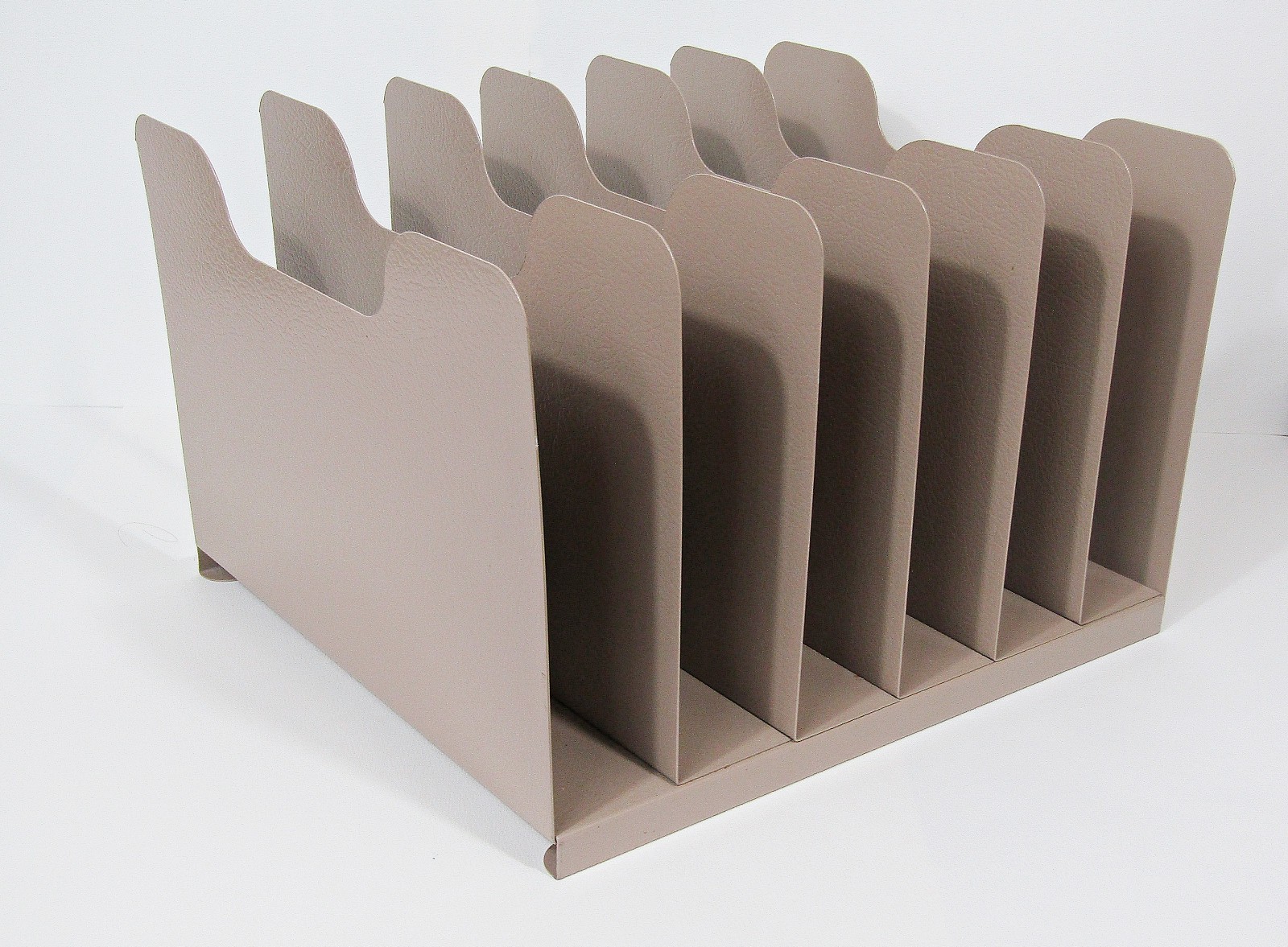 Vintage Wall-Mount Steel Letter File Organizer – 7-Tier Taupe Desk/Office