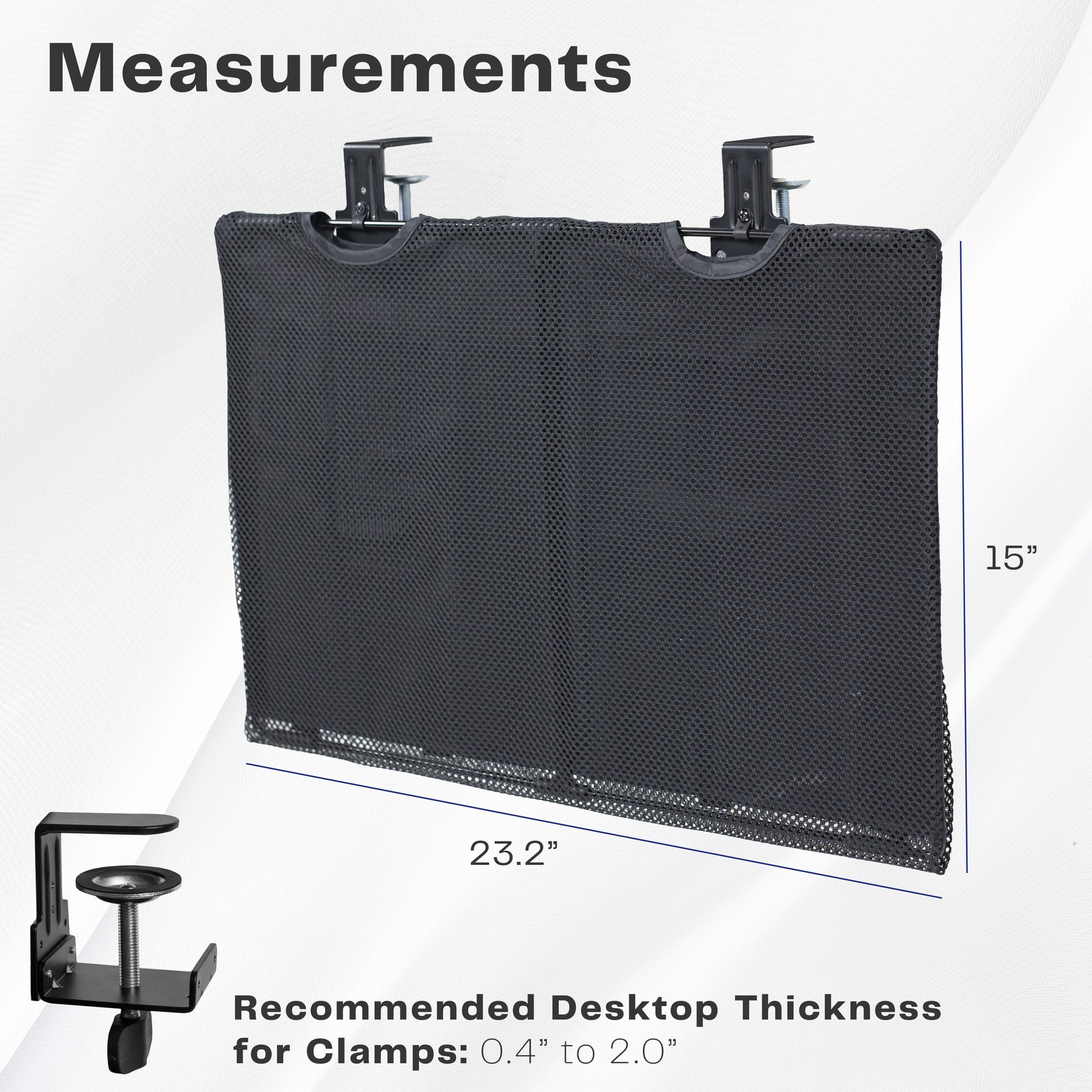 VIVO Black Clamp-on 24″ Privacy & Cable Management Sleeve Panel Kit for Desk