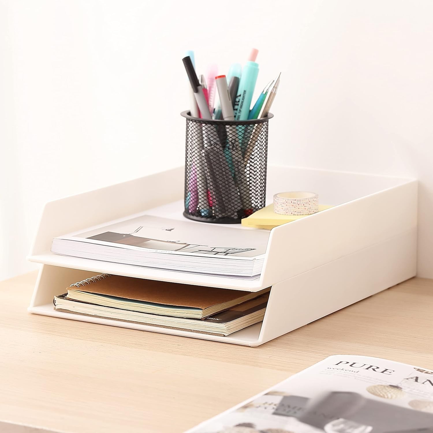 – Letter Tray Desk Organizer Plastic 2 Pack White File Organizer Desk Paper