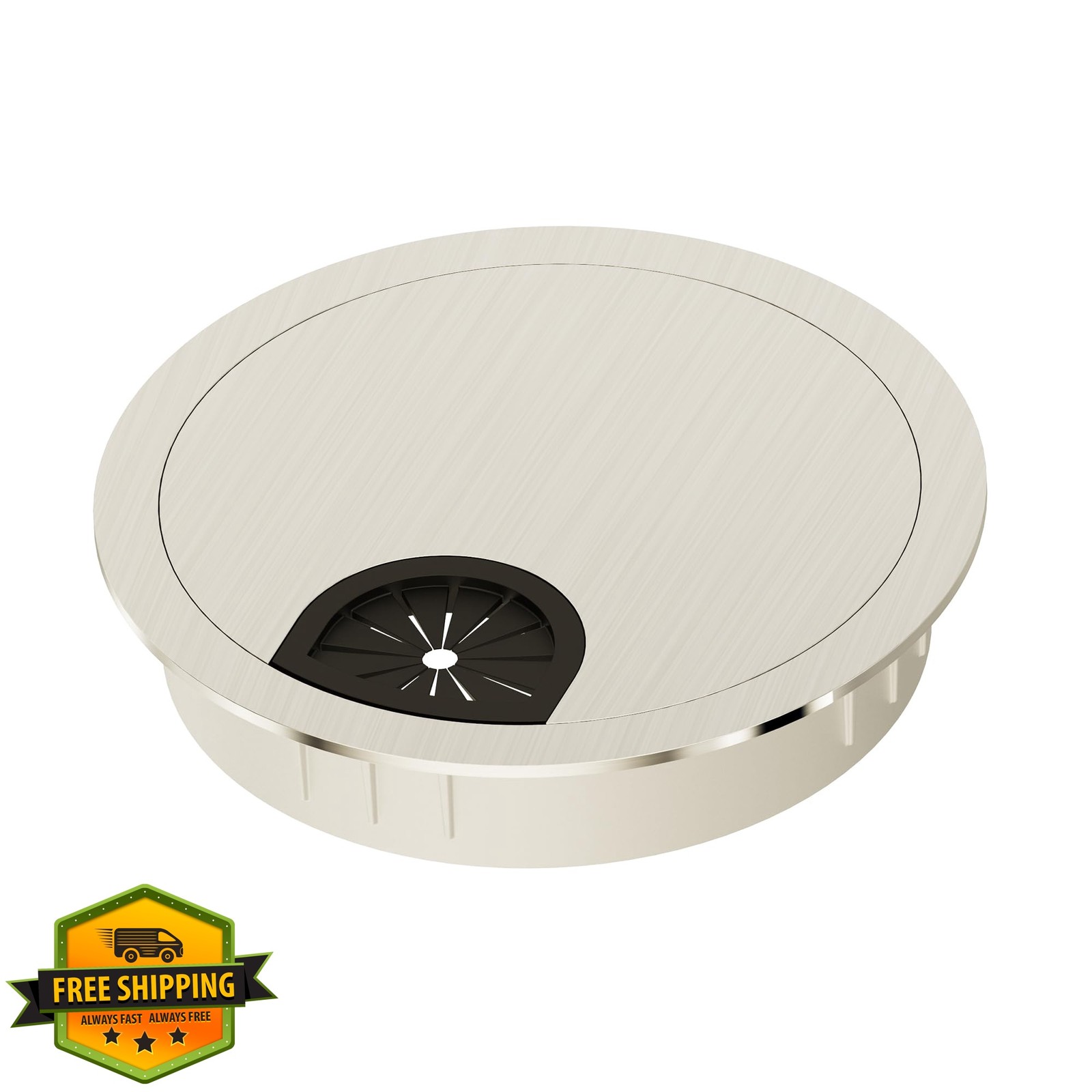 Skweawert 2 inch Brushed Silver Desk Grommet