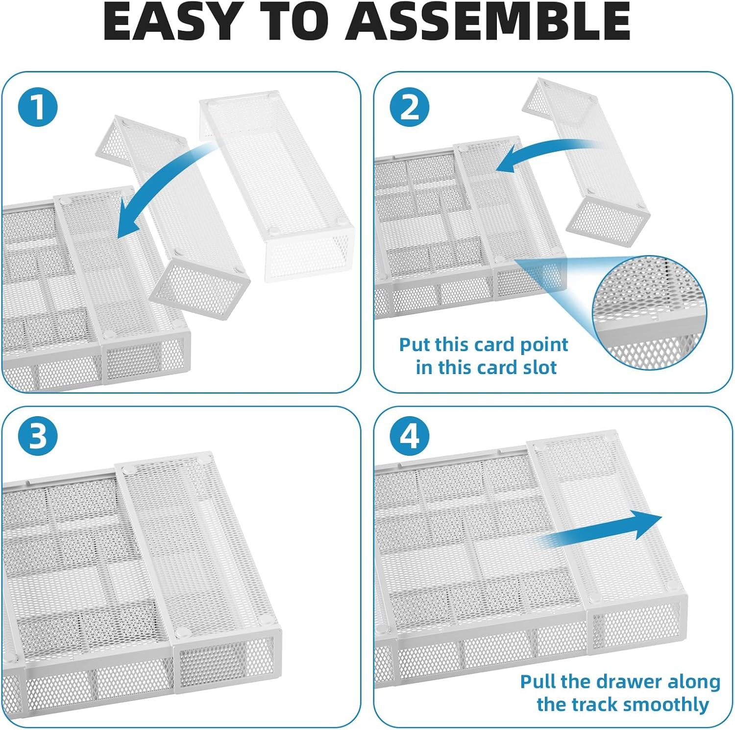 Expandable Desk Drawer Organizer, Mesh Drawer Organizer Tray with 10 Compartment