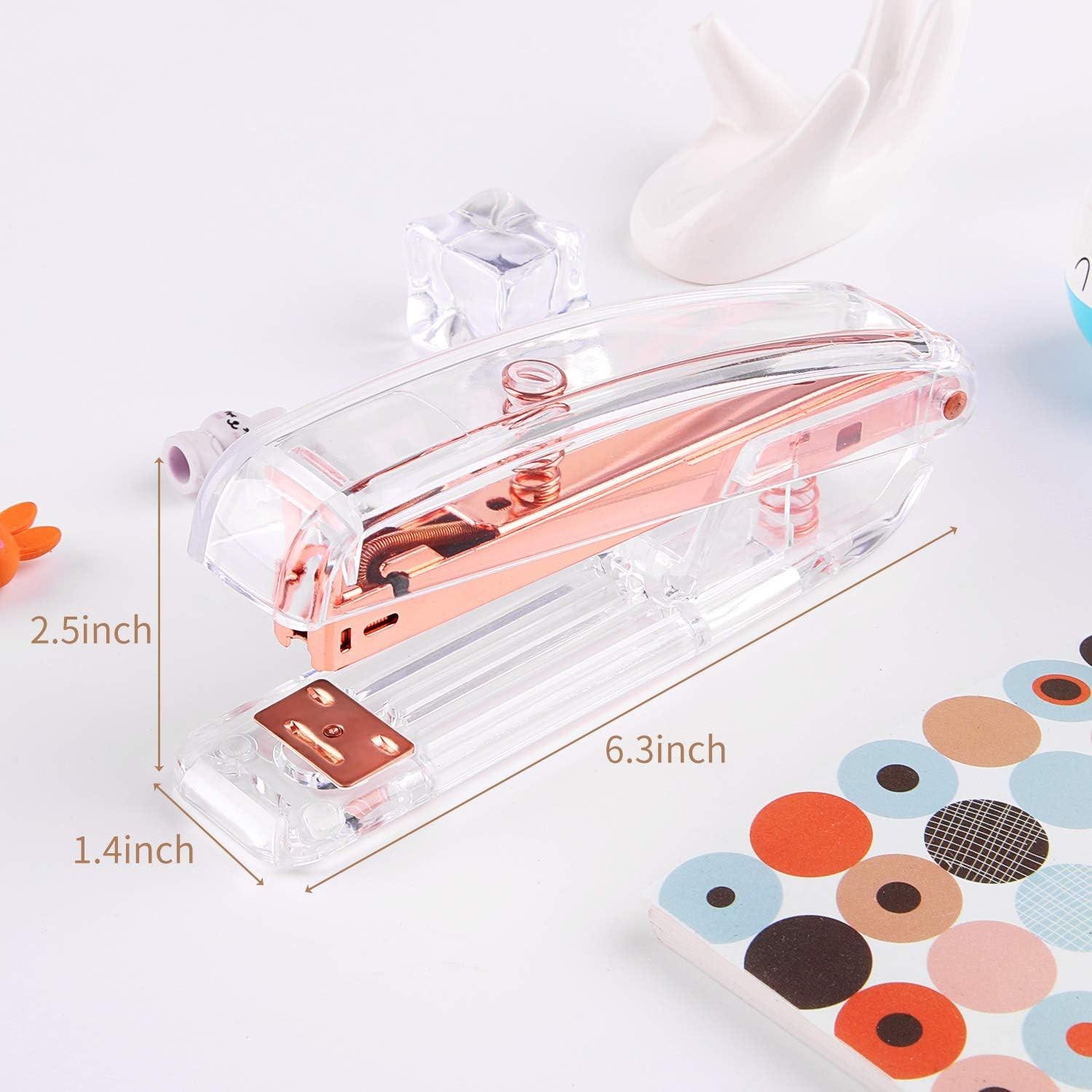 Complete Rose Gold Desk Accessory Set: Stapler, Tape Dispenser & Stapler Remover