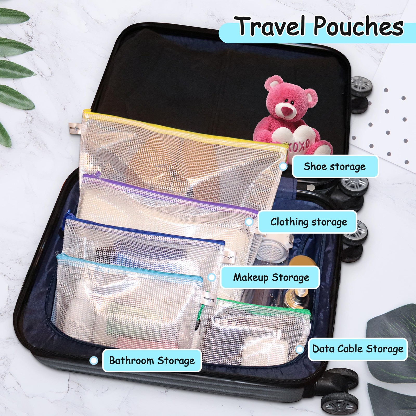 Mesh Zipper Pouch 30PCS Waterproof Zipper Bags 8 Sizes 8 Colors Plastic Docum…