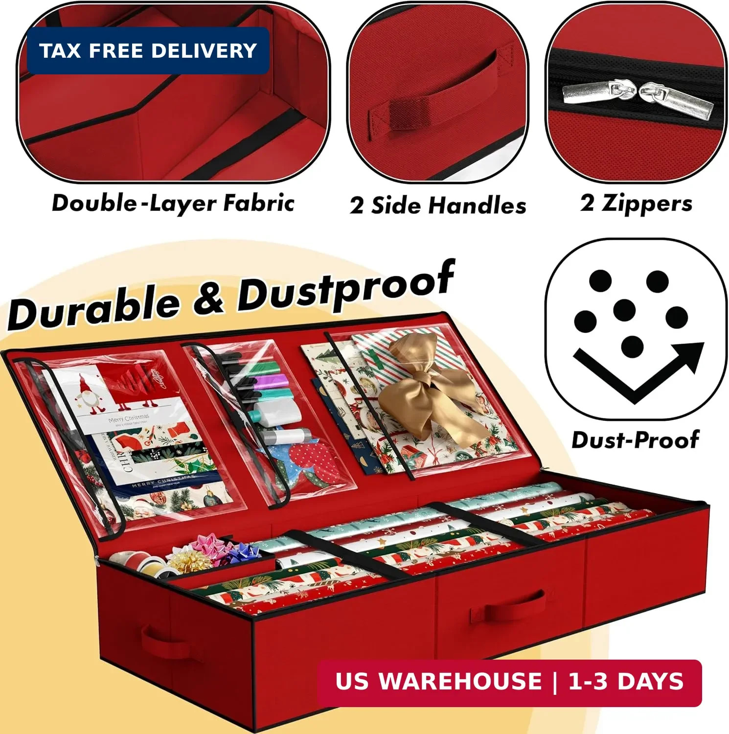 Simple Houseware 41.5″ Wrapping Paper Storage Organizer – Fits 40 Rolls with Adj