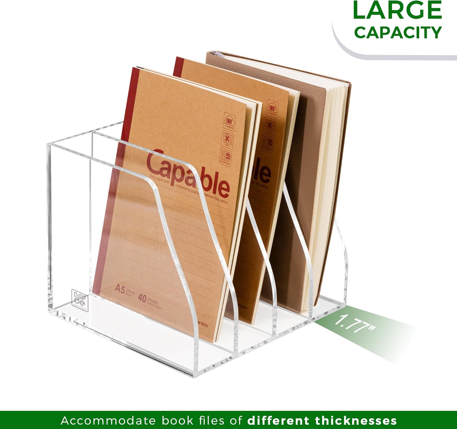 Acrylic Magazine File Holder – 4-Slot Clear Desk Organizer, Vertical Document So