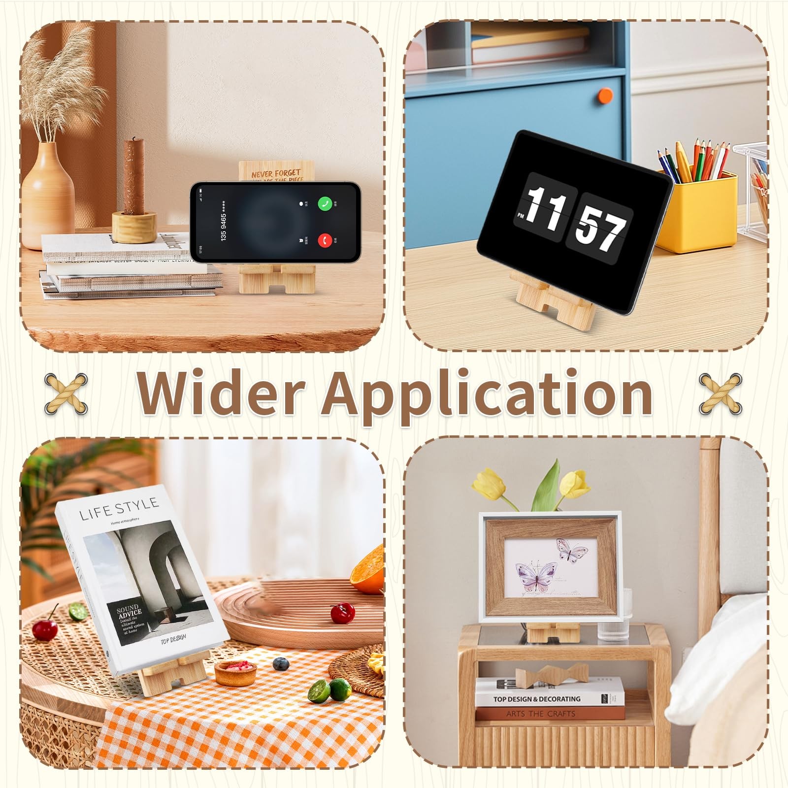 12Pcs Employee Appreciation Gifts Wooden Phone Stand 12, Natural Wood Color