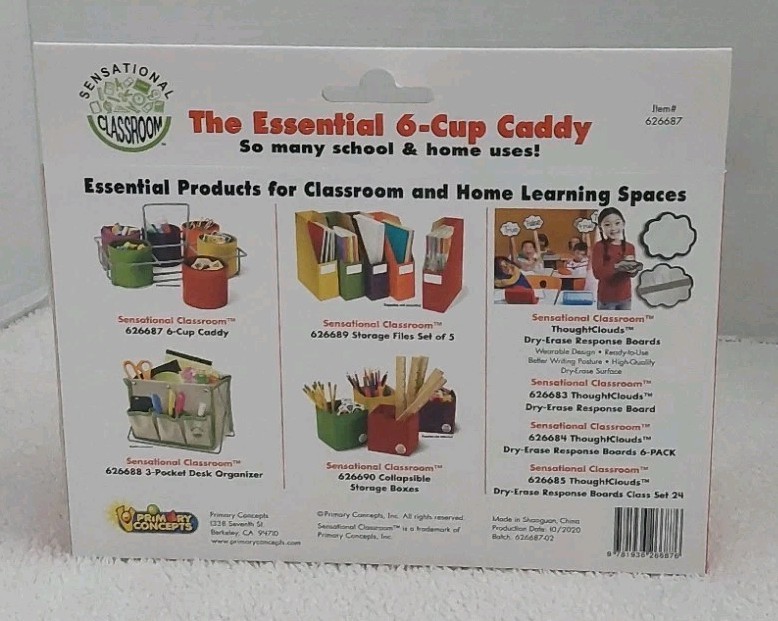 Sensational Classroom The Essential 6-Cup Caddy Multicolors #626687 Home School