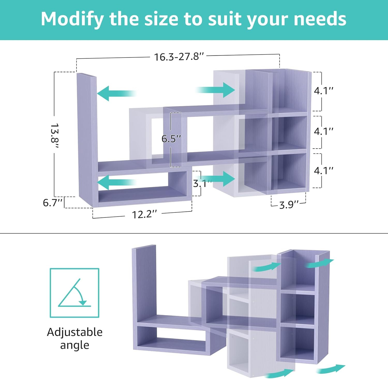 Desk Shelves Desktop Organizer Shlef – Purple Office Organization for Top of Des