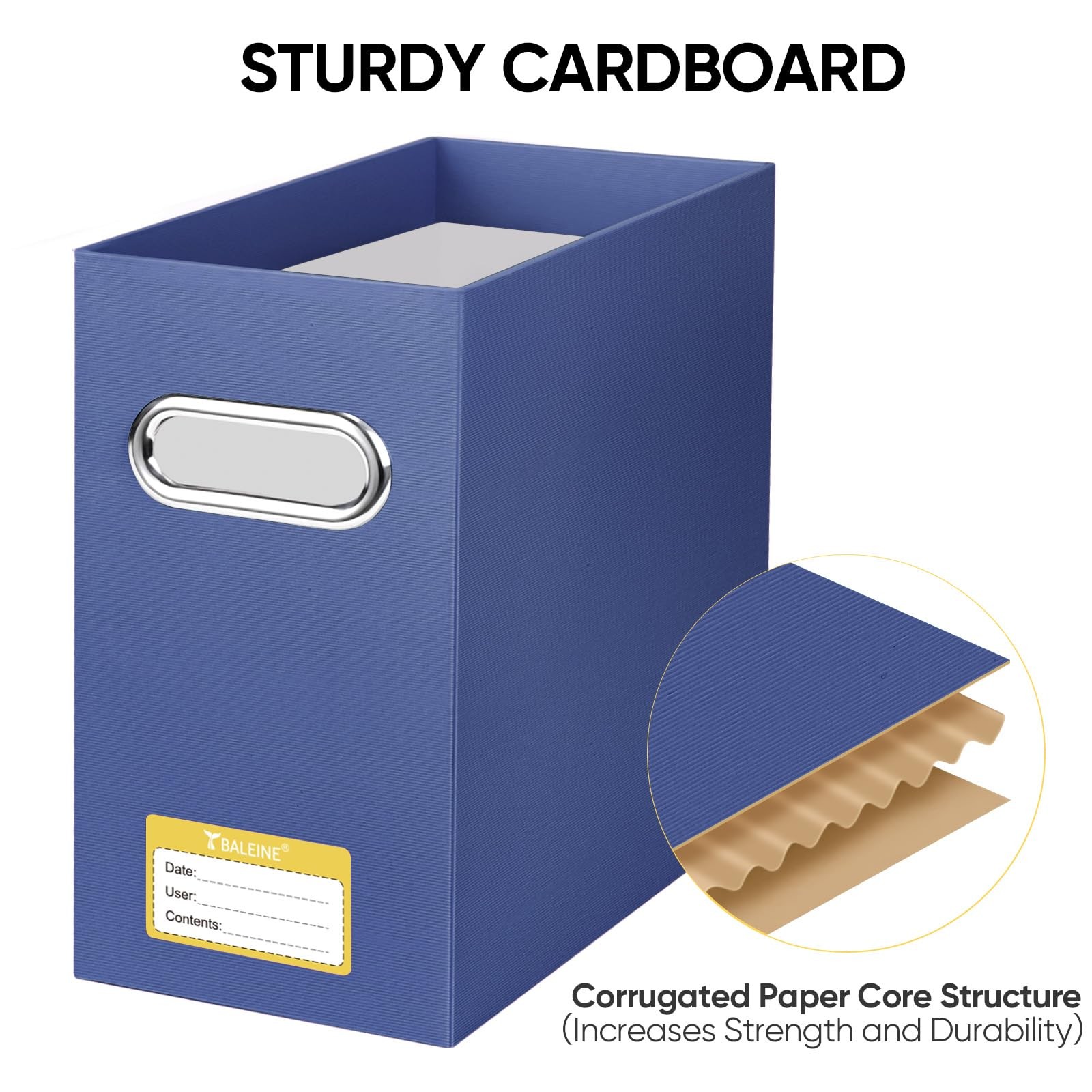 BALEINE File Organizer Box, Cardboard 12.25 x 5.38 x 9.75 inches, Navy