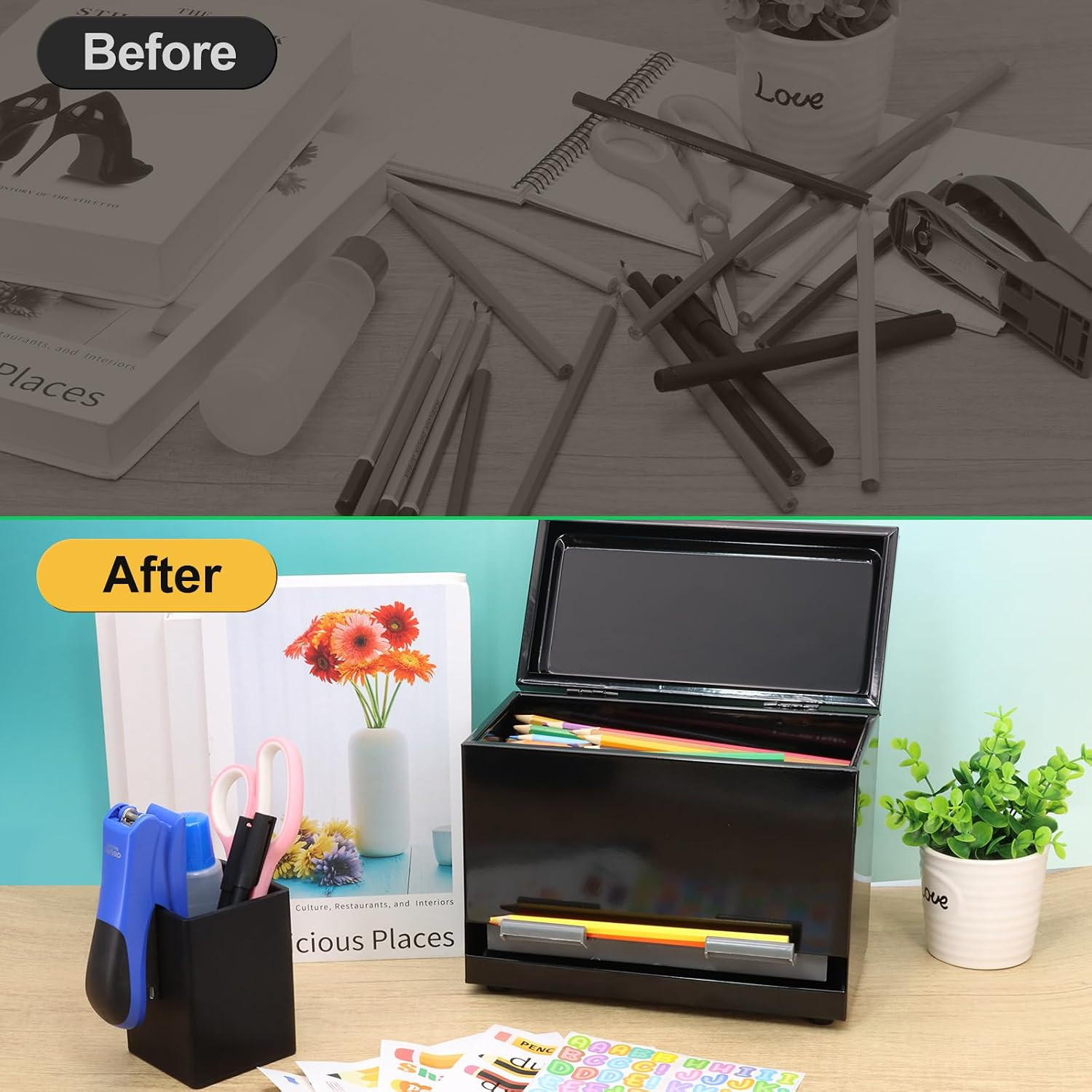 Pencil Dispenser for Classroom Stainless Steel Pencil Holder for Desk, Pencil Di