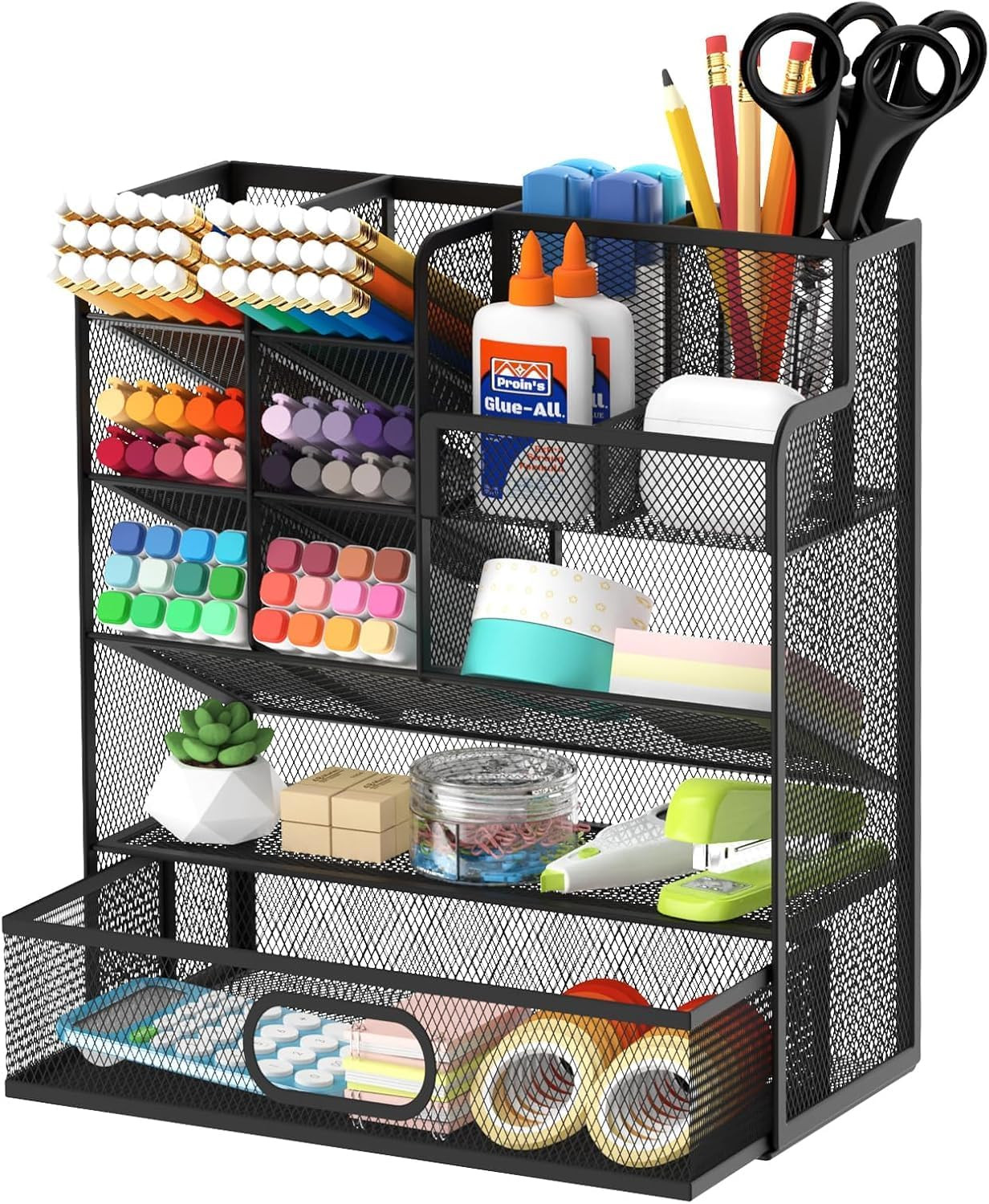 Pen Organizer for Desk – Multi-Functional Pencil Holder with Drawer Desk Organiz