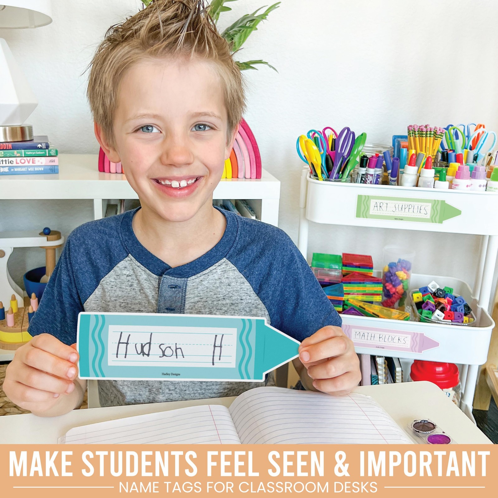 Desk Name Tags for Classroom 36 Student Desk Name Plates Colorful Pastel Crayon
