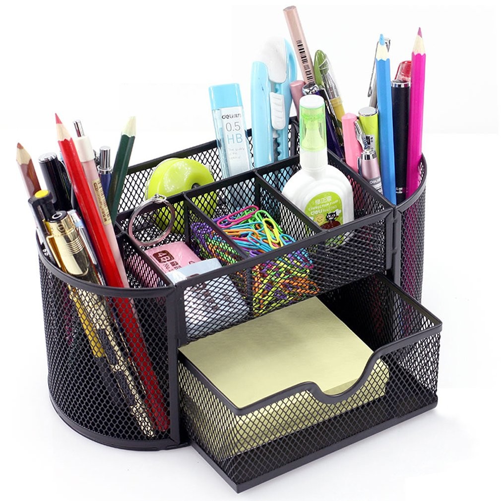 MONBLA Desk Supplies Organizer Multi-functional Stationery 1 Pack, black