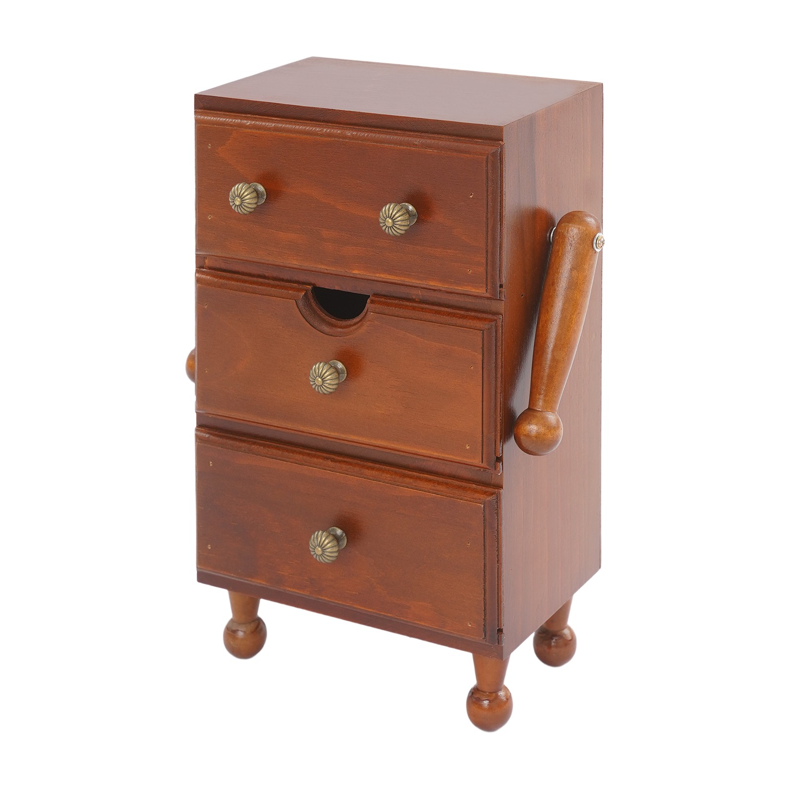 Premium Pine Wooden 3 Drawer Storage Cabinet Retro Brown Home & Office Decor