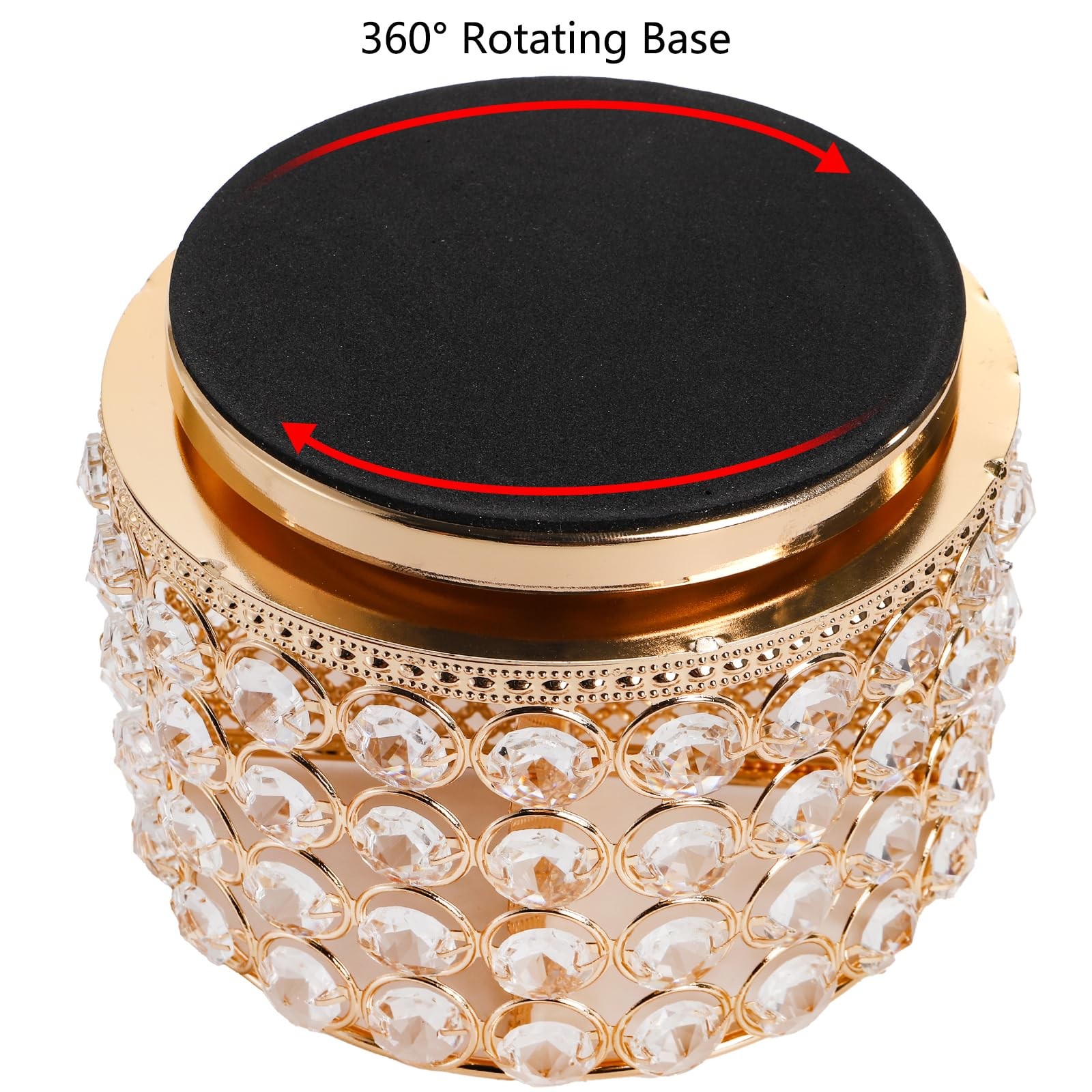 Hedume Crystal Vanity Organizer with 4 Compartments, 360 Degree Rotating Gold