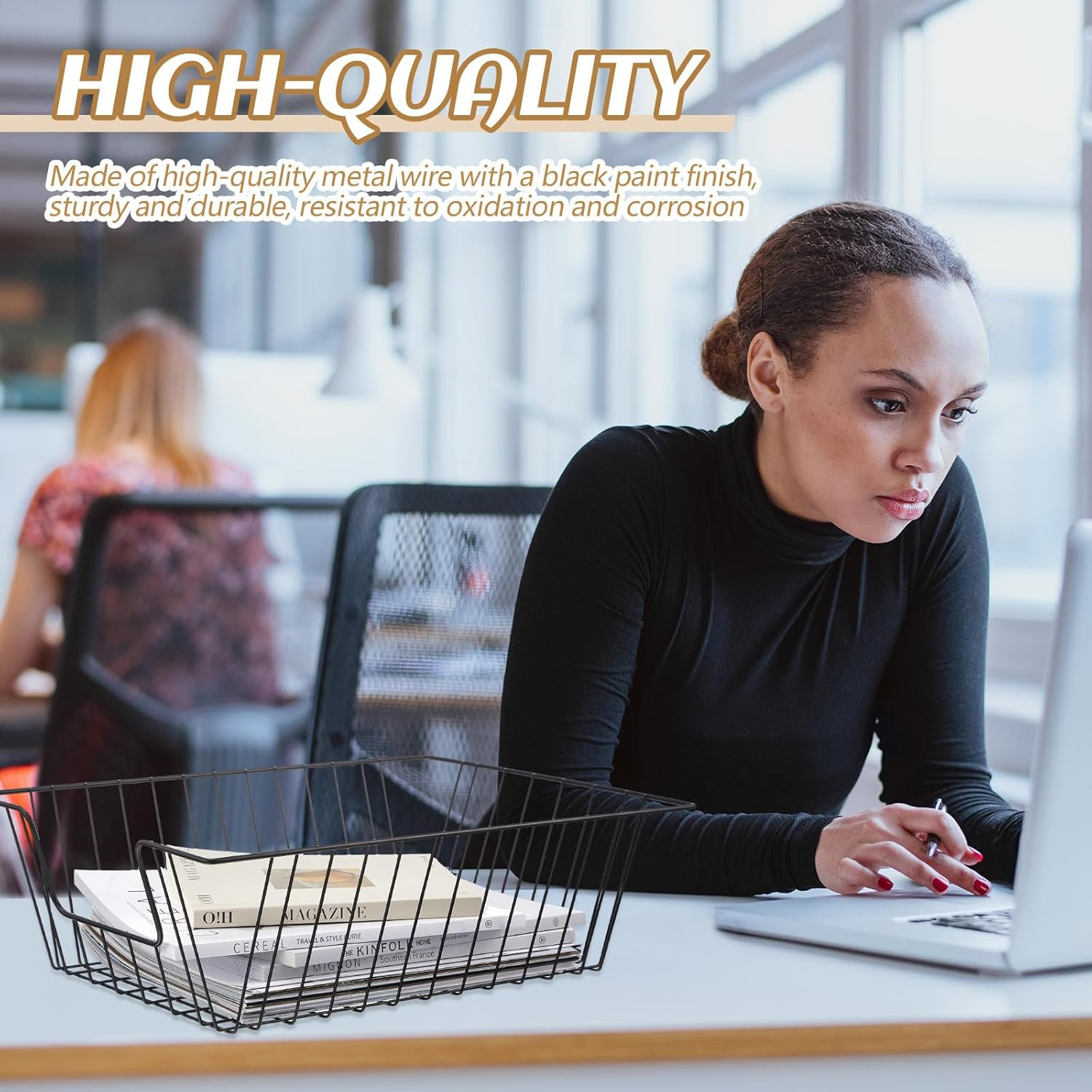 Stackable Metal Letter Tray Organizer – 6 Pcs Black Desk File Holder
