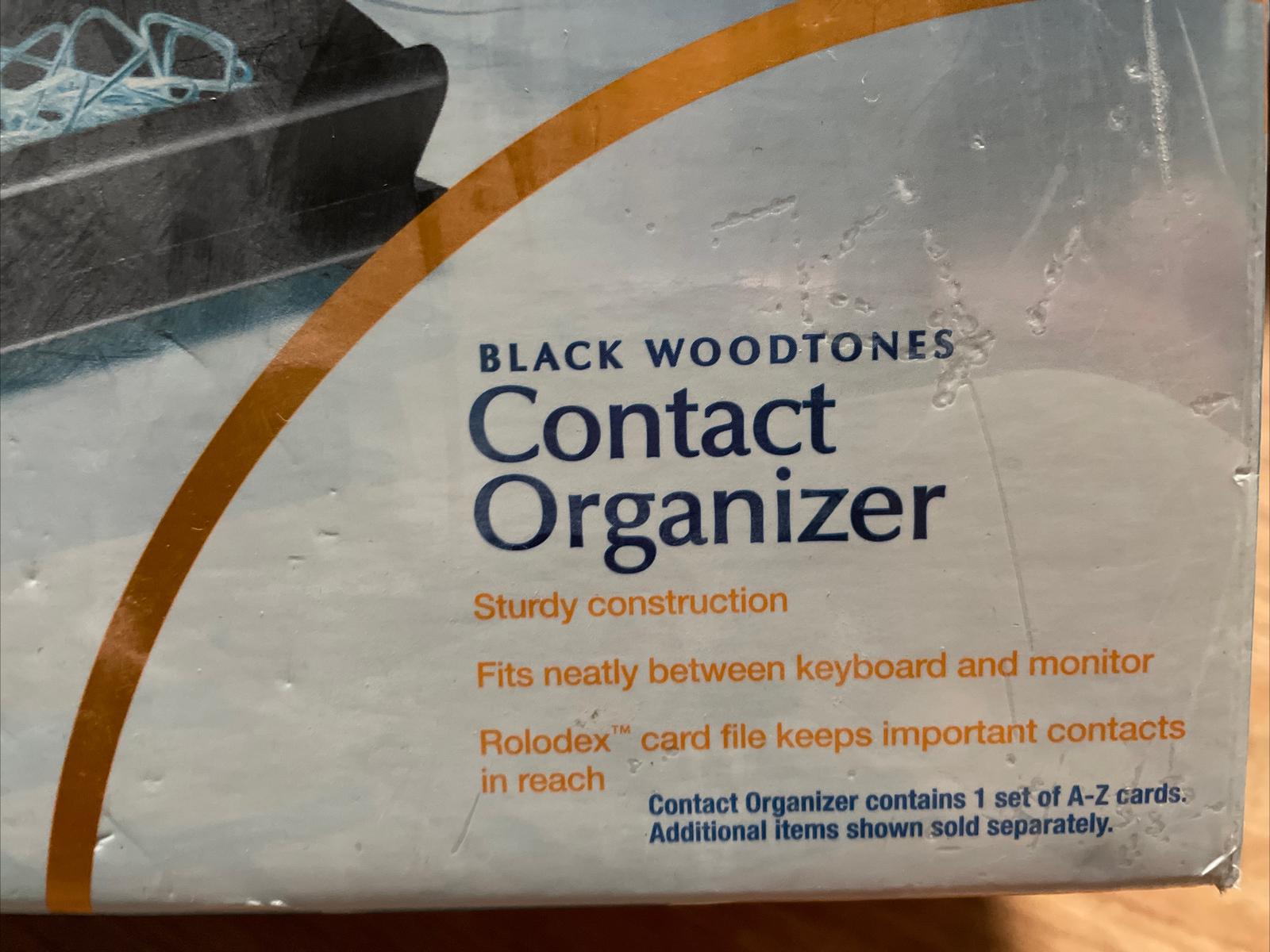 Rolodex Black Woodtones Contact Organizer for Keyboard / Monitor + A-Z Cards New