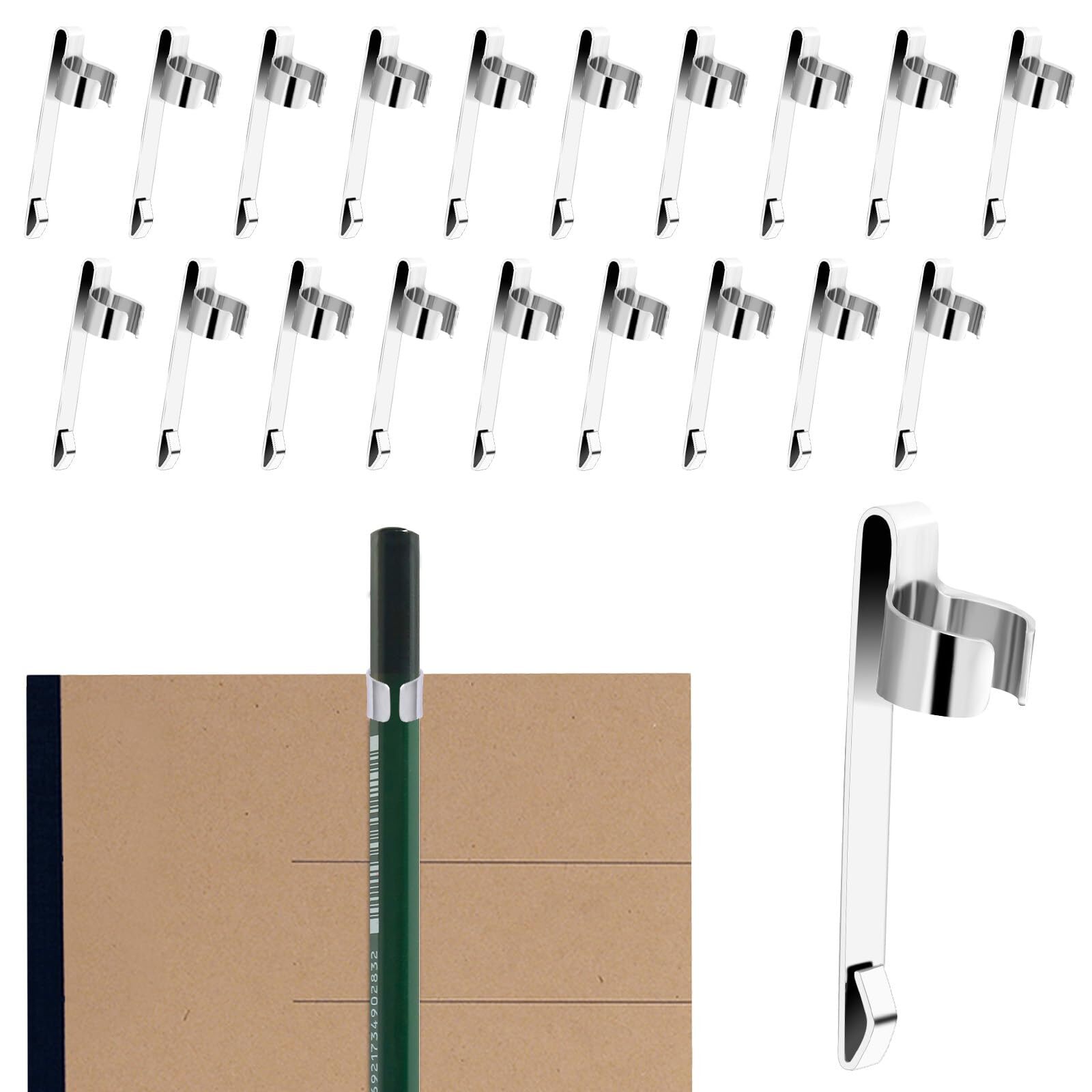 20 Pcs Metal Pencil Clips Slide On Pencil Pocket Pen Clips Snap In Pencil Holder