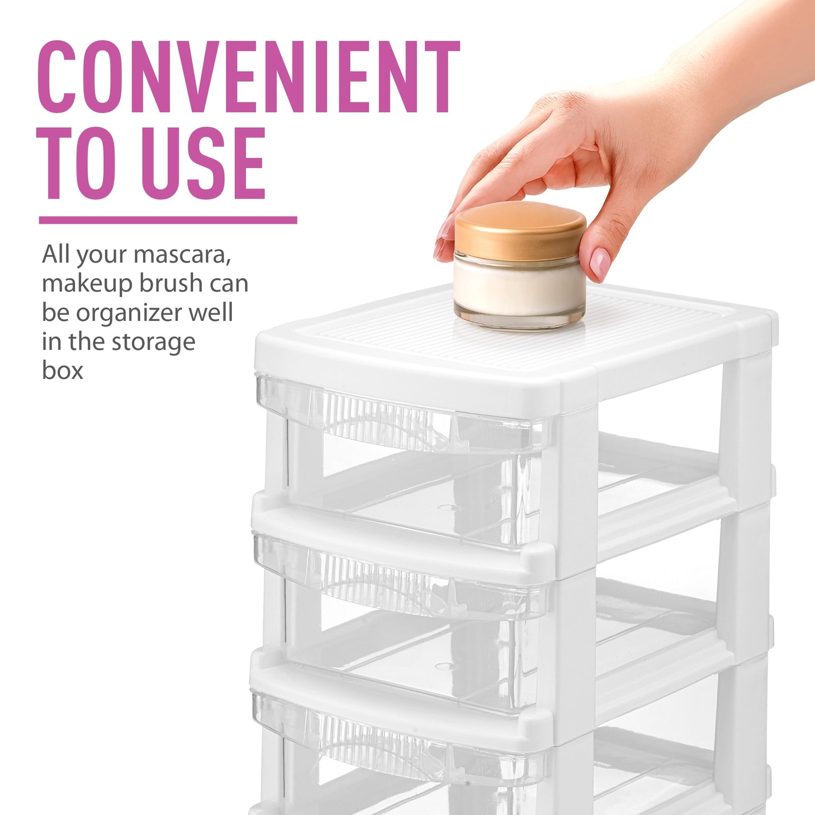 Mini Plastic Stacking Desk Top 4-Drawer 6.77 x 7.91 x 12.76 inches, White