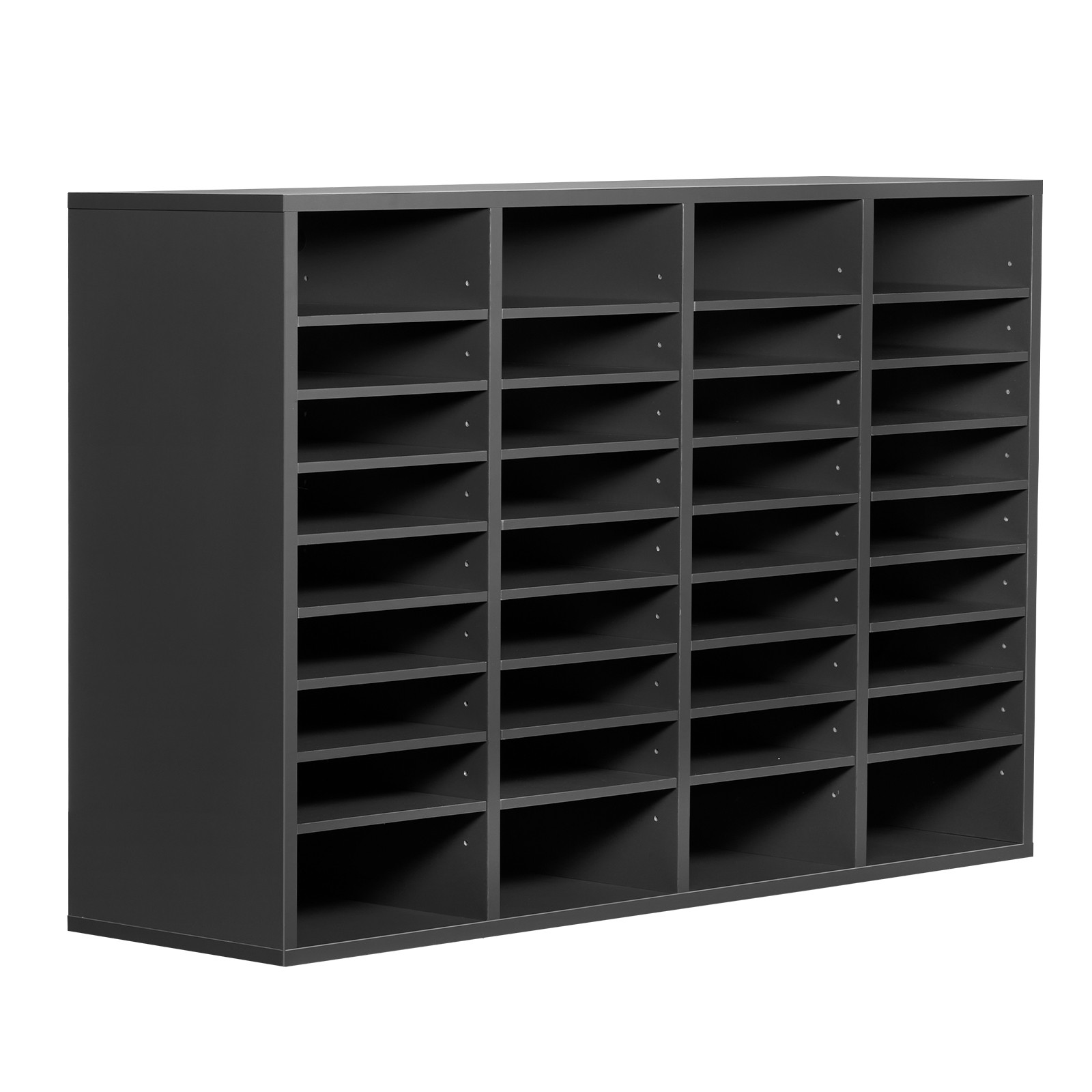 Wooden Literature Organizer 36 Compartments with Adjustable Shelves Grey