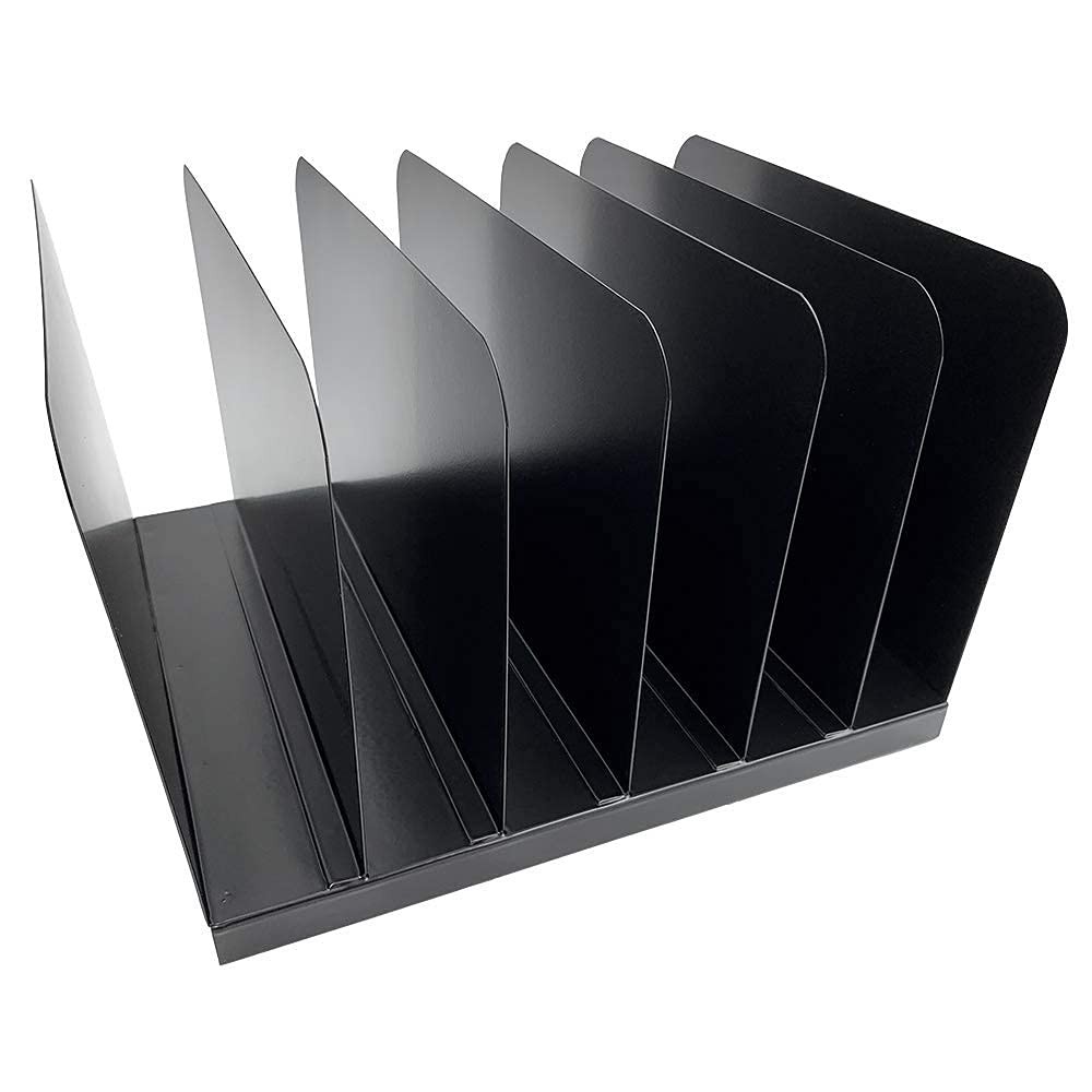 Desktop File Binder Organizer Storage Vertical 6 Slot, Black Commercial Steel