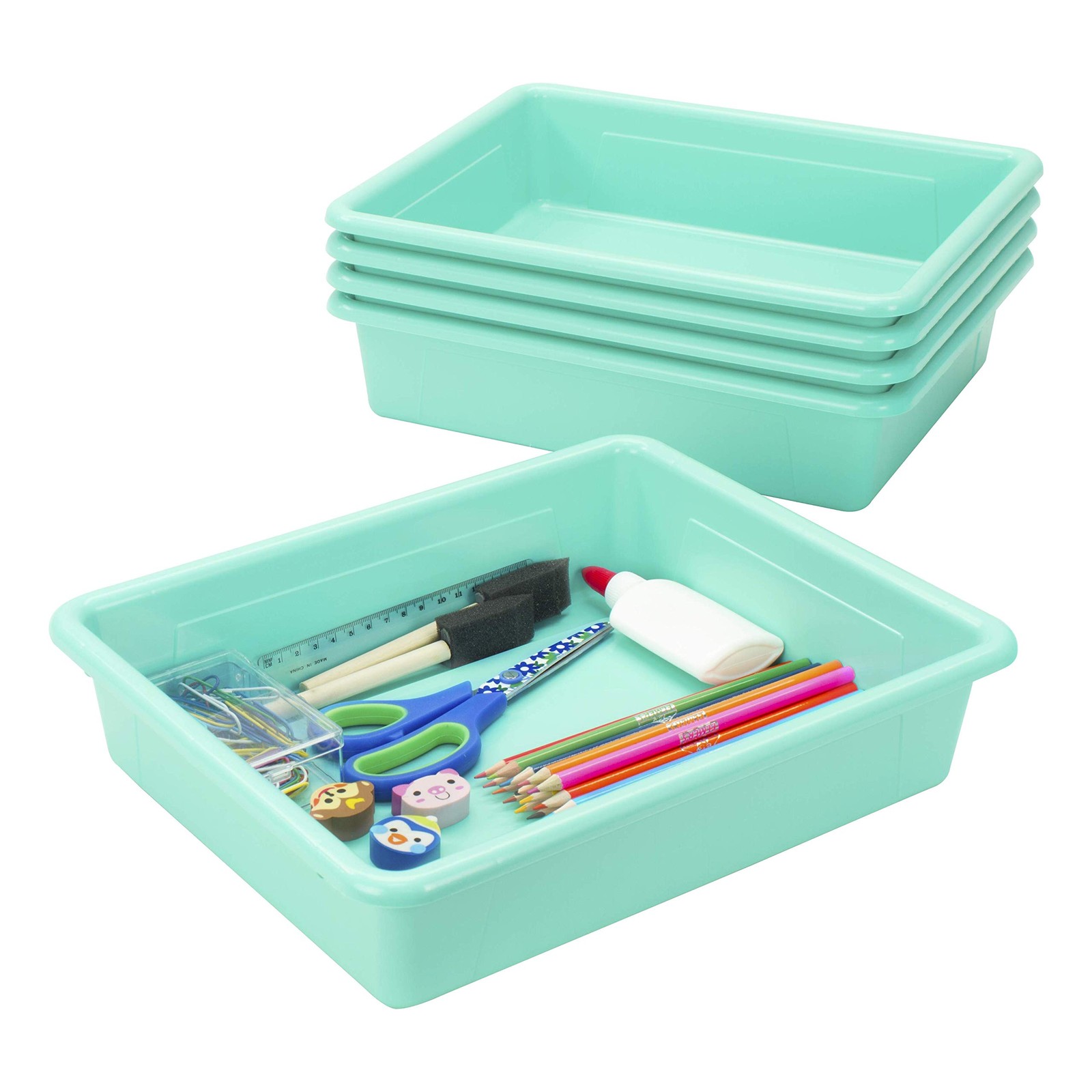 Storex62522U05C Letter Size Flat Storage Tray Organizer Bin For Classroom