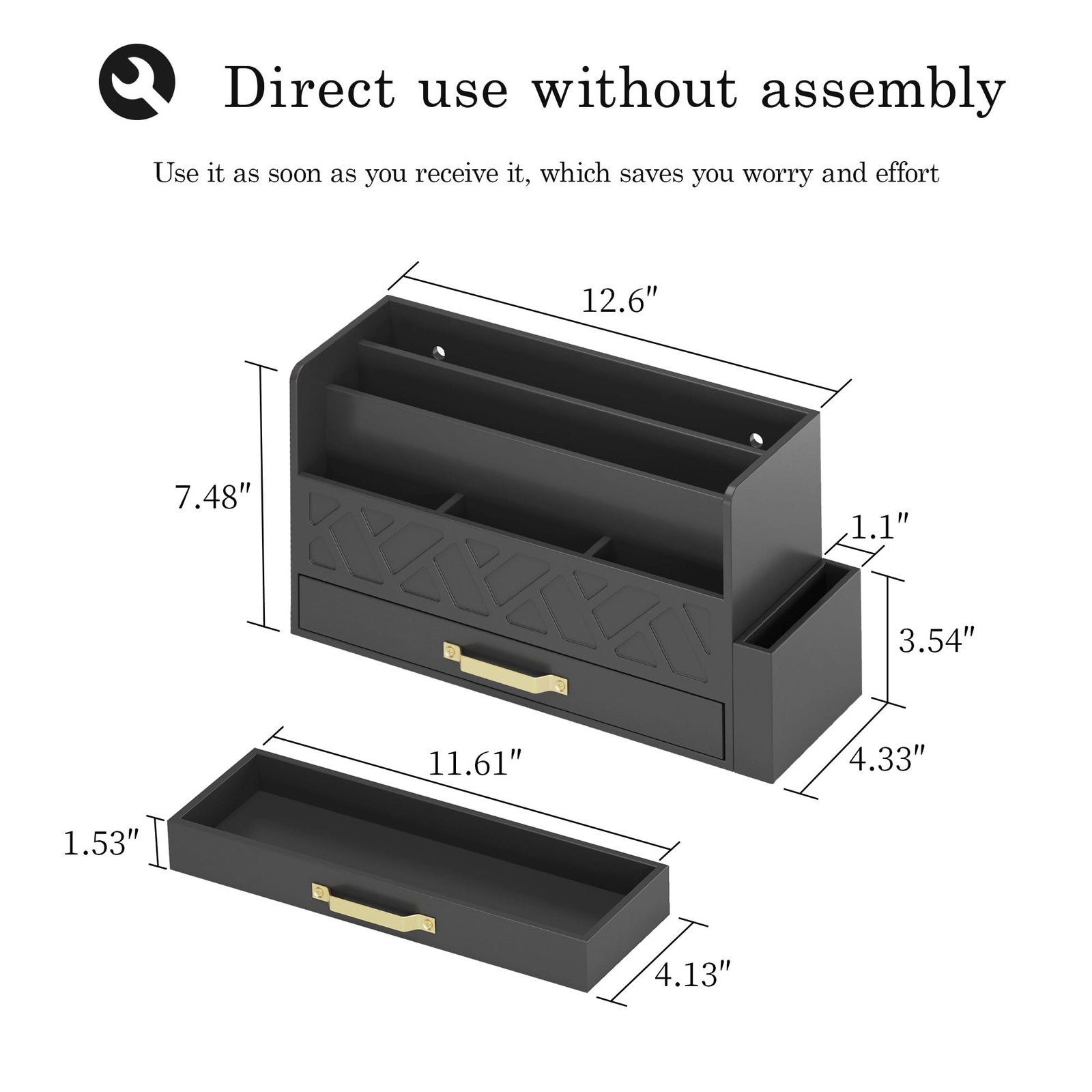 Wisuse Desk Mail Organizer with Drawer – Bamboo Wooden File Bill Sorter Stora…