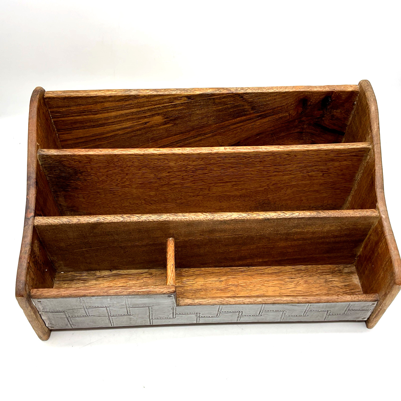 Wooden Handcrafted Three Tier, Four Dividers Desk, Mail, Letter Organizer India