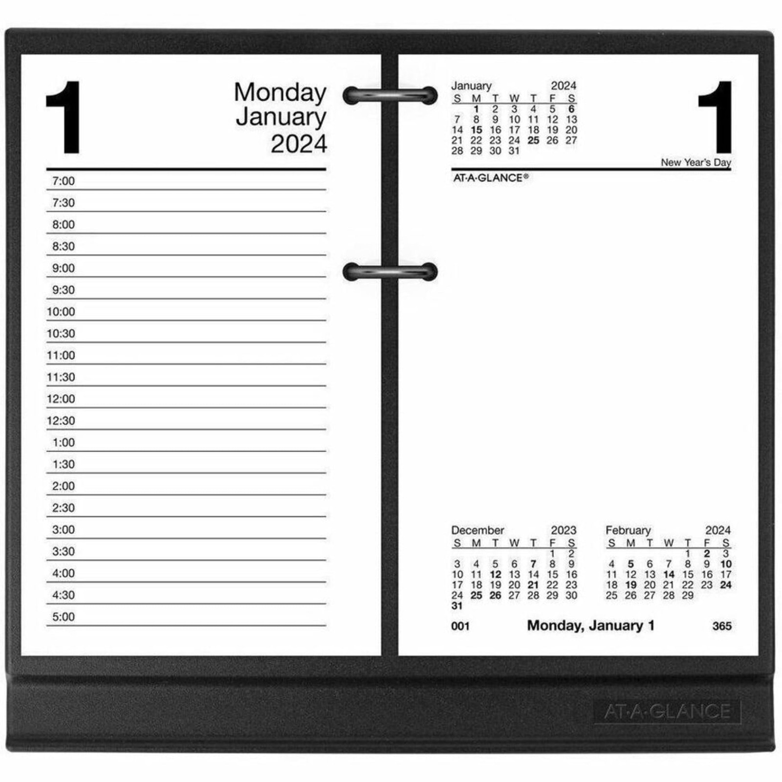 Loose-leaf Desk Calendar Base for 3.5 x 6 Inch Pages, Black Color