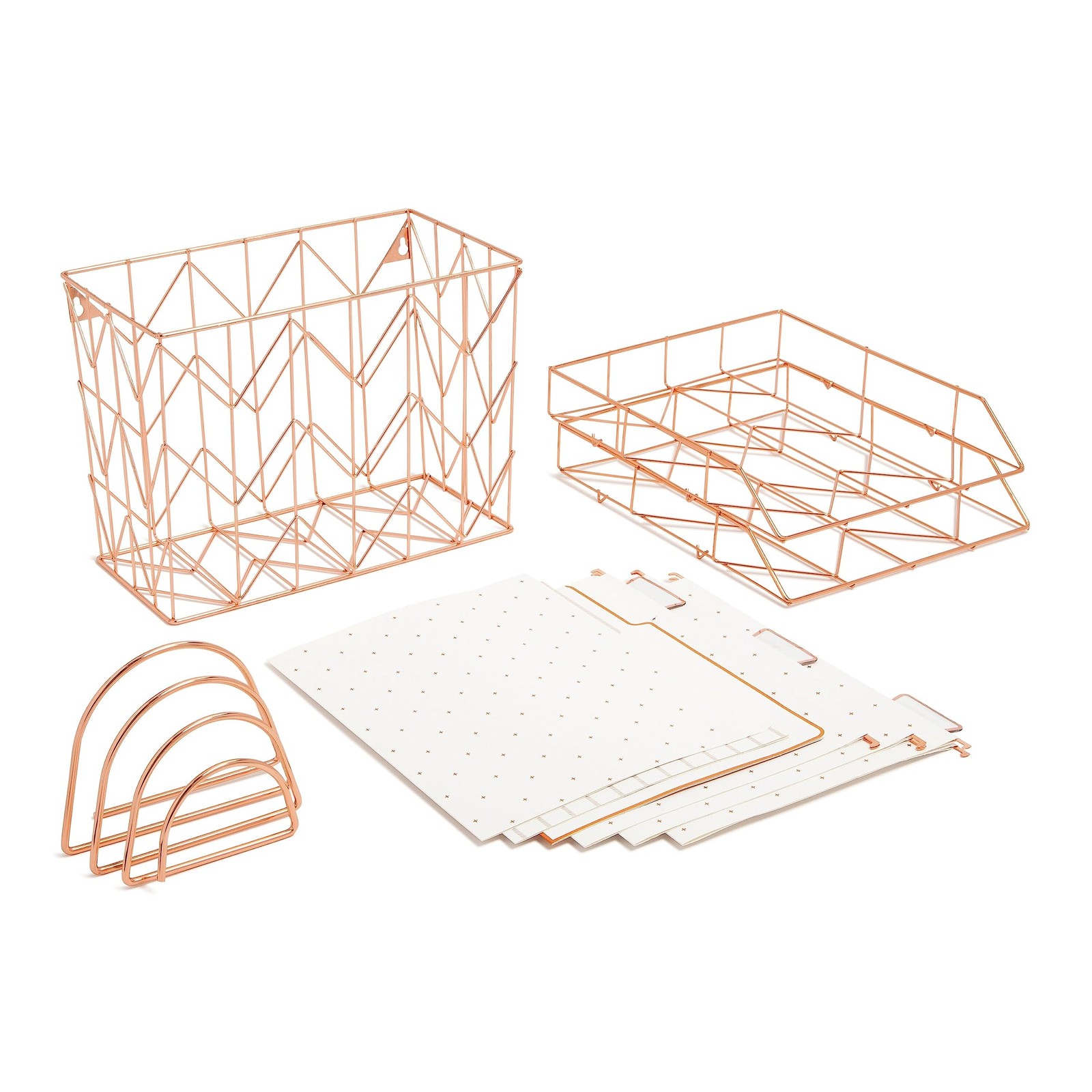 U Brands Desktop Fashion Filing Set, Organizer, 1 Pack, Rose Gold