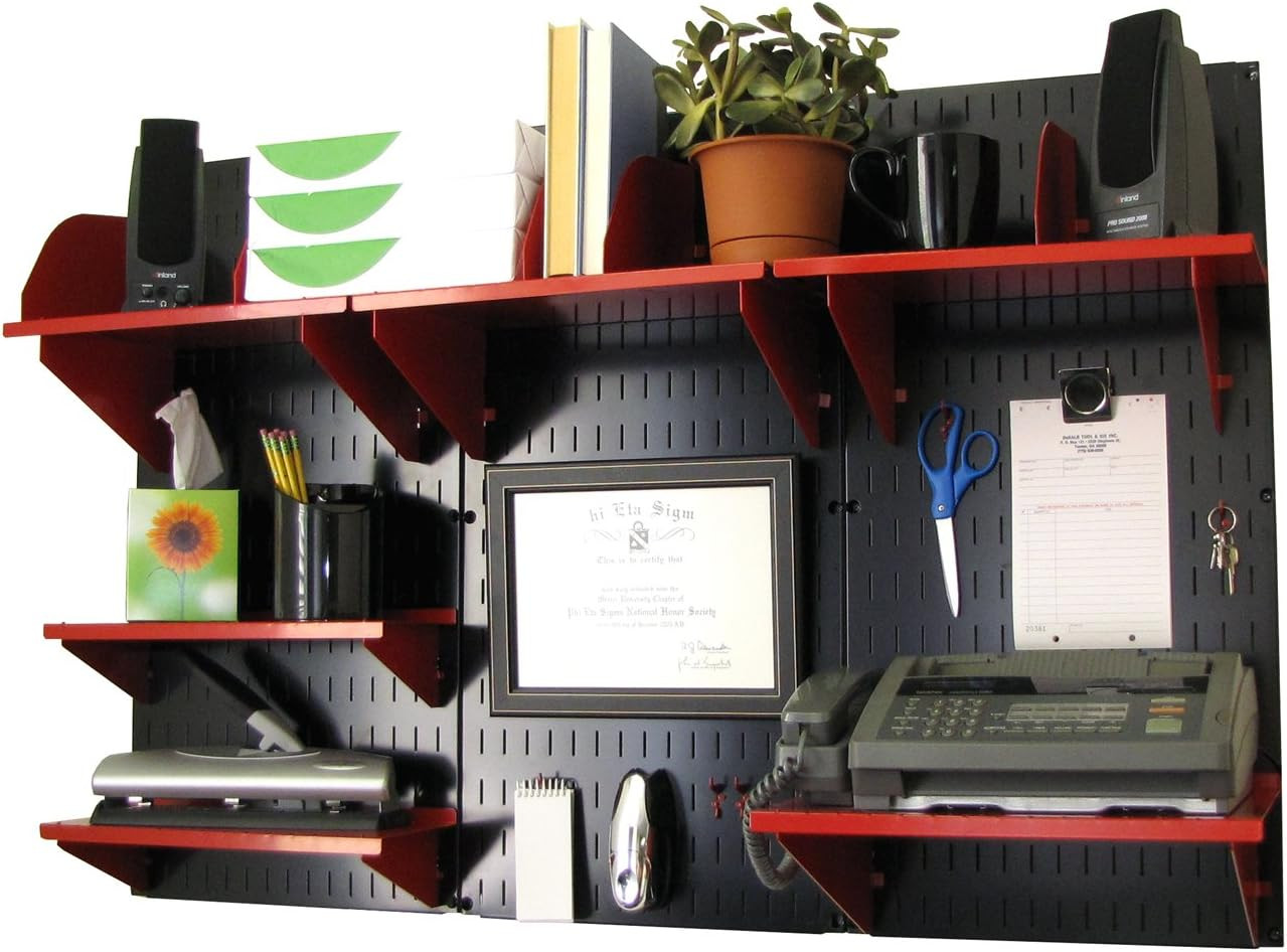Office Organizer Unit Wall Mounted Office Desk Storage and Organization Kit Blac