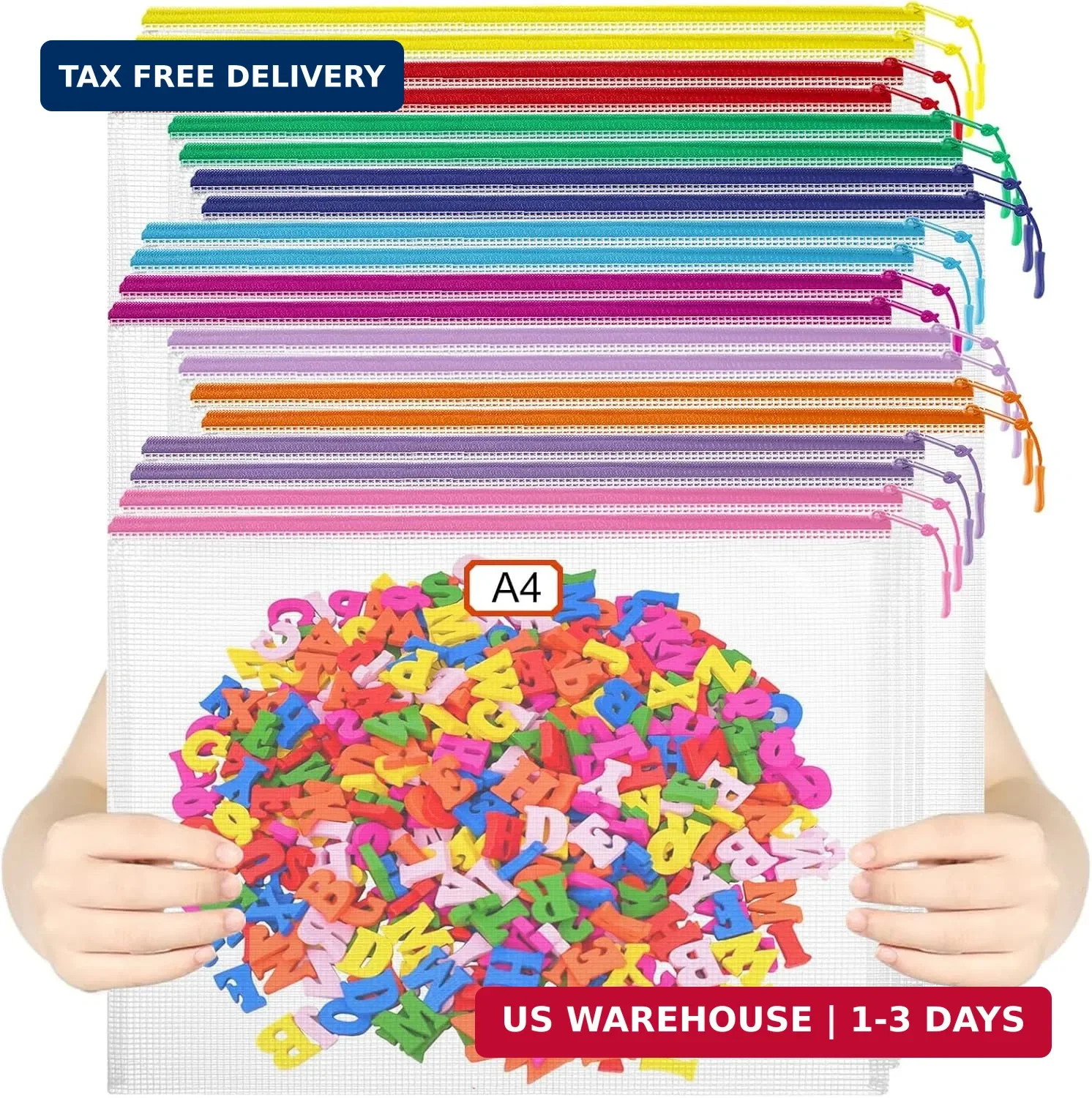 YOPCDJ 20PCS Mesh Zipper Pouch Bags File Storage Bags, A4 11×9 Inches Reusable C
