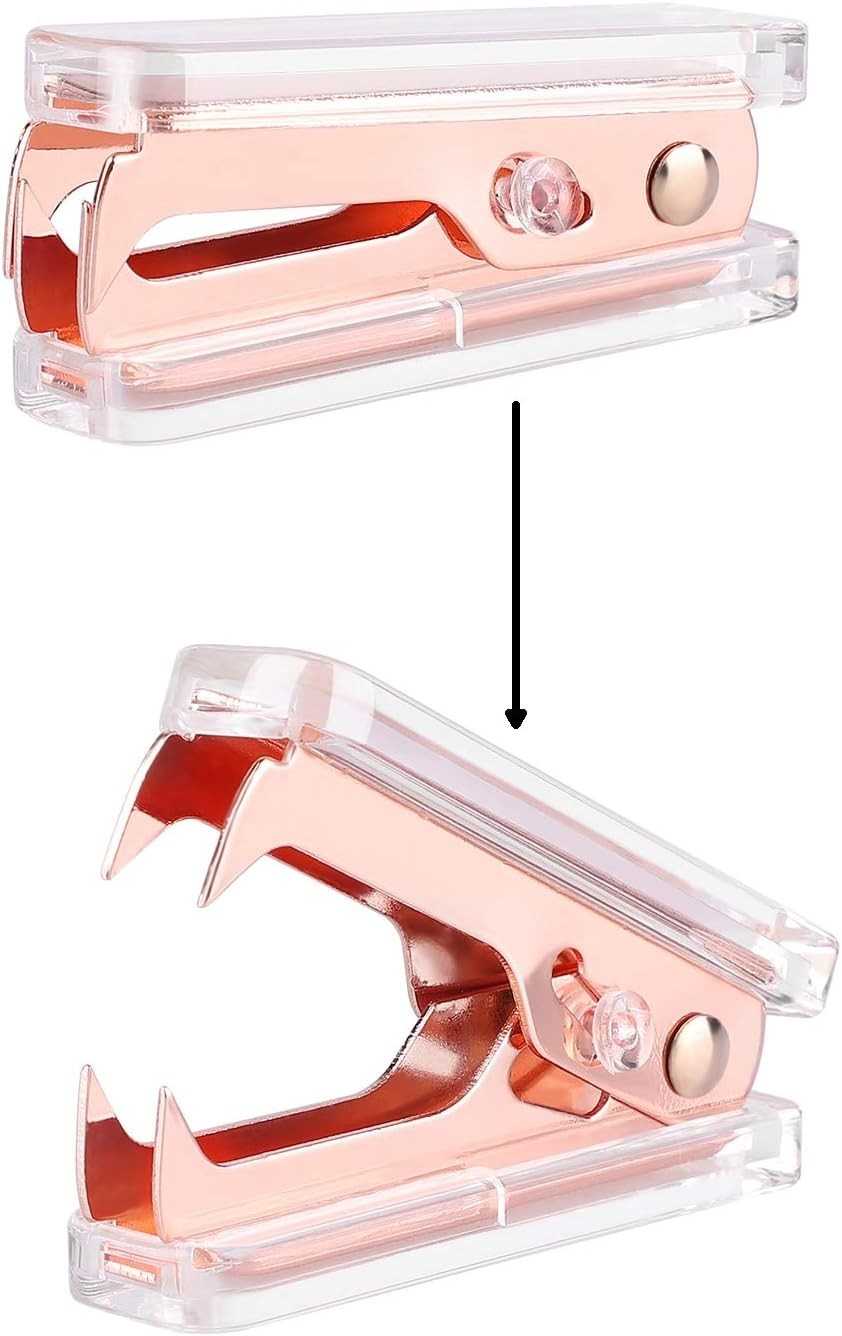 Complete Rose Gold Desk Accessory Set: Stapler, Tape Dispenser & Stapler Remover
