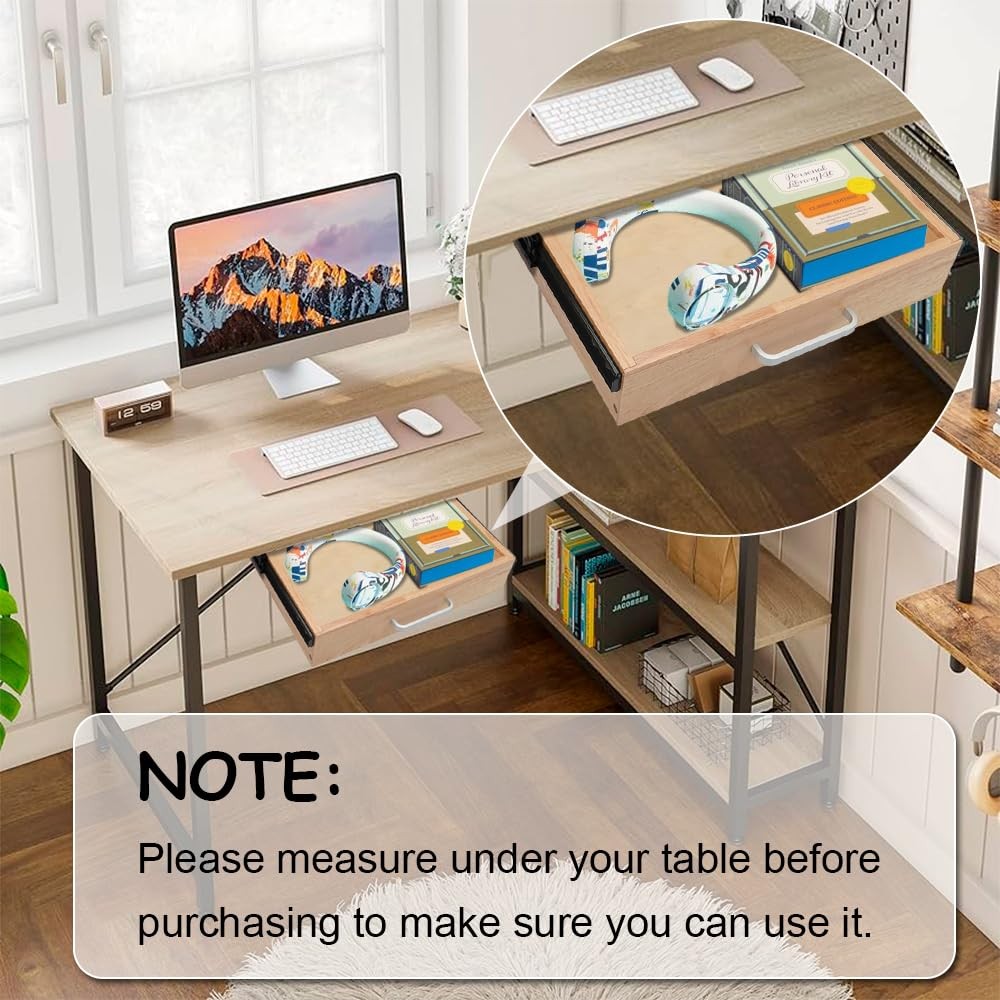 Under Desk Drawer Storage Organizer – Wooden Mounted Sliding Pull-out Wood