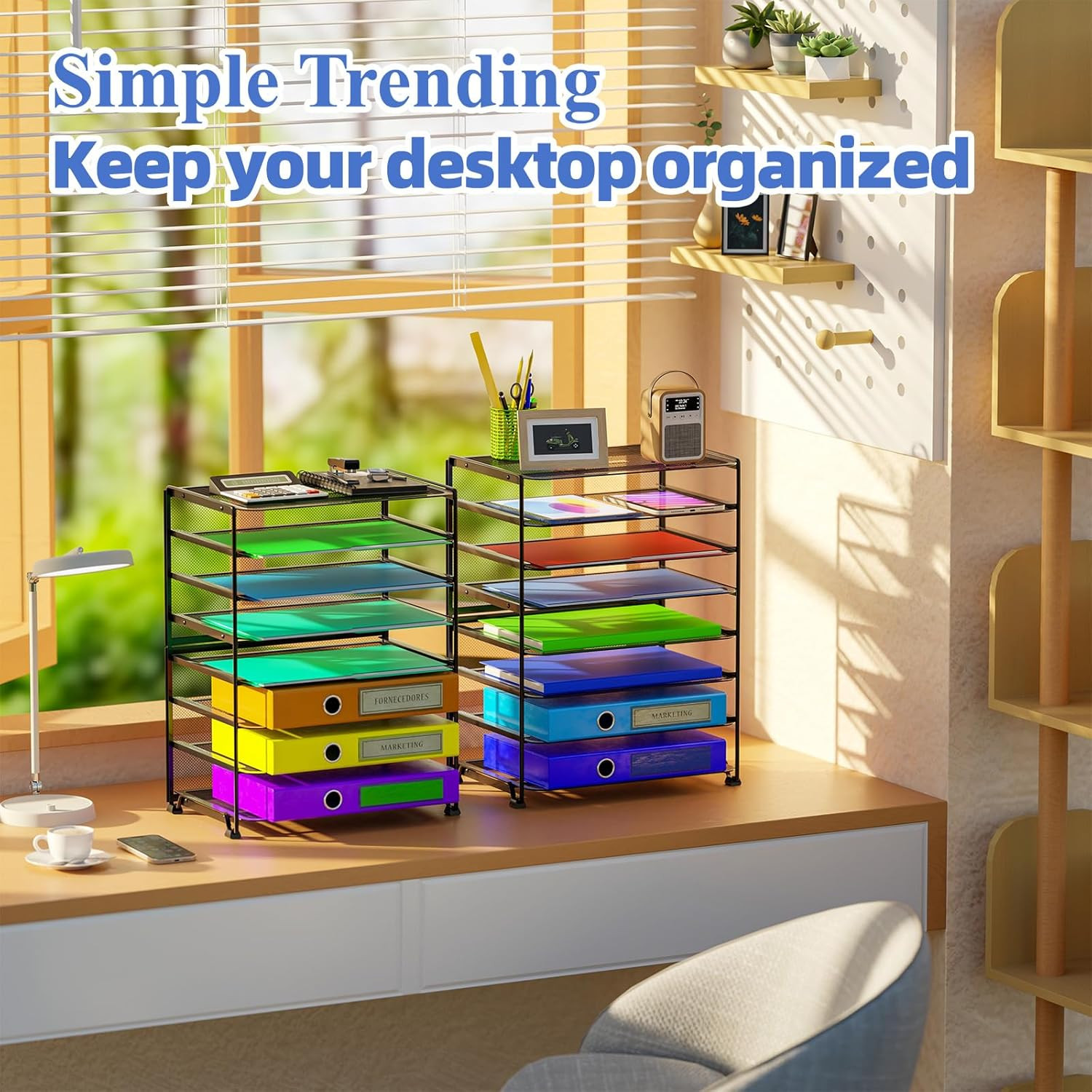 2 Pack 8 Tier Letter Tray Paper – Mesh Desk File Organizer for Office School Des
