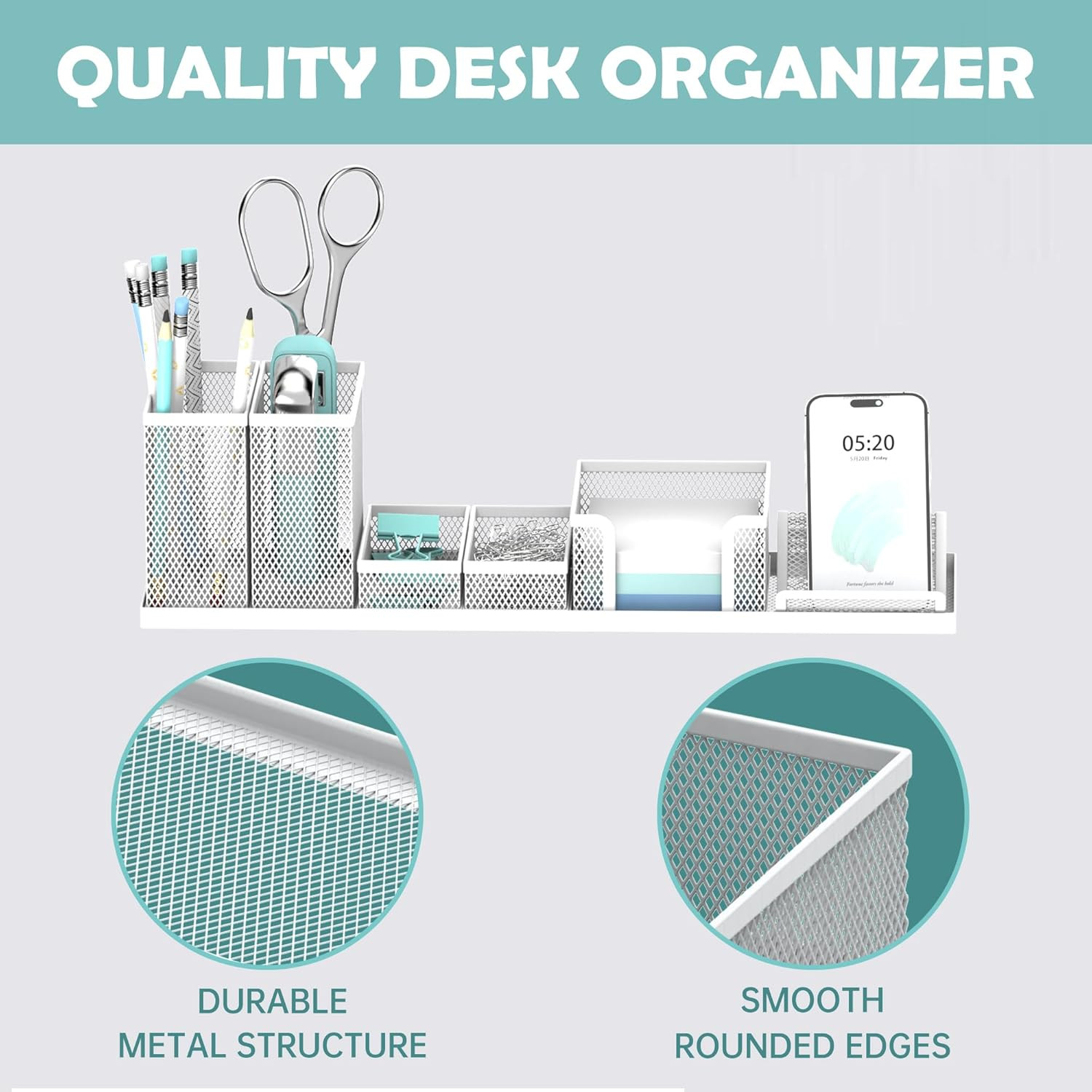 Pen Holder for Desk, 6 Piece Mesh Desk Organizer set for Office Organization …