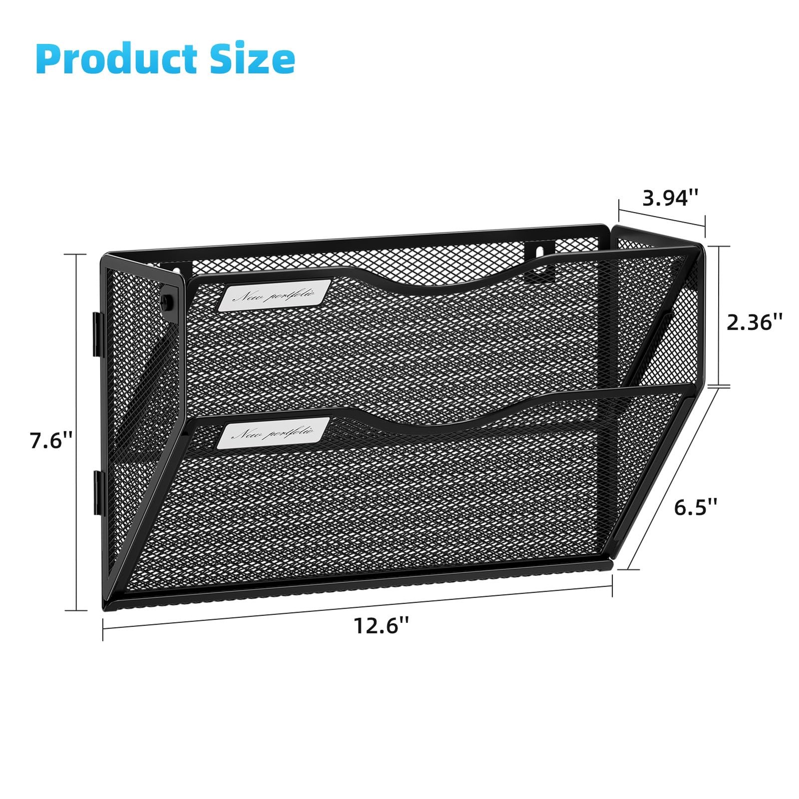 Marbrasse Wall File Holder 2-Tier Hanging 2 Tier Organizer, Black