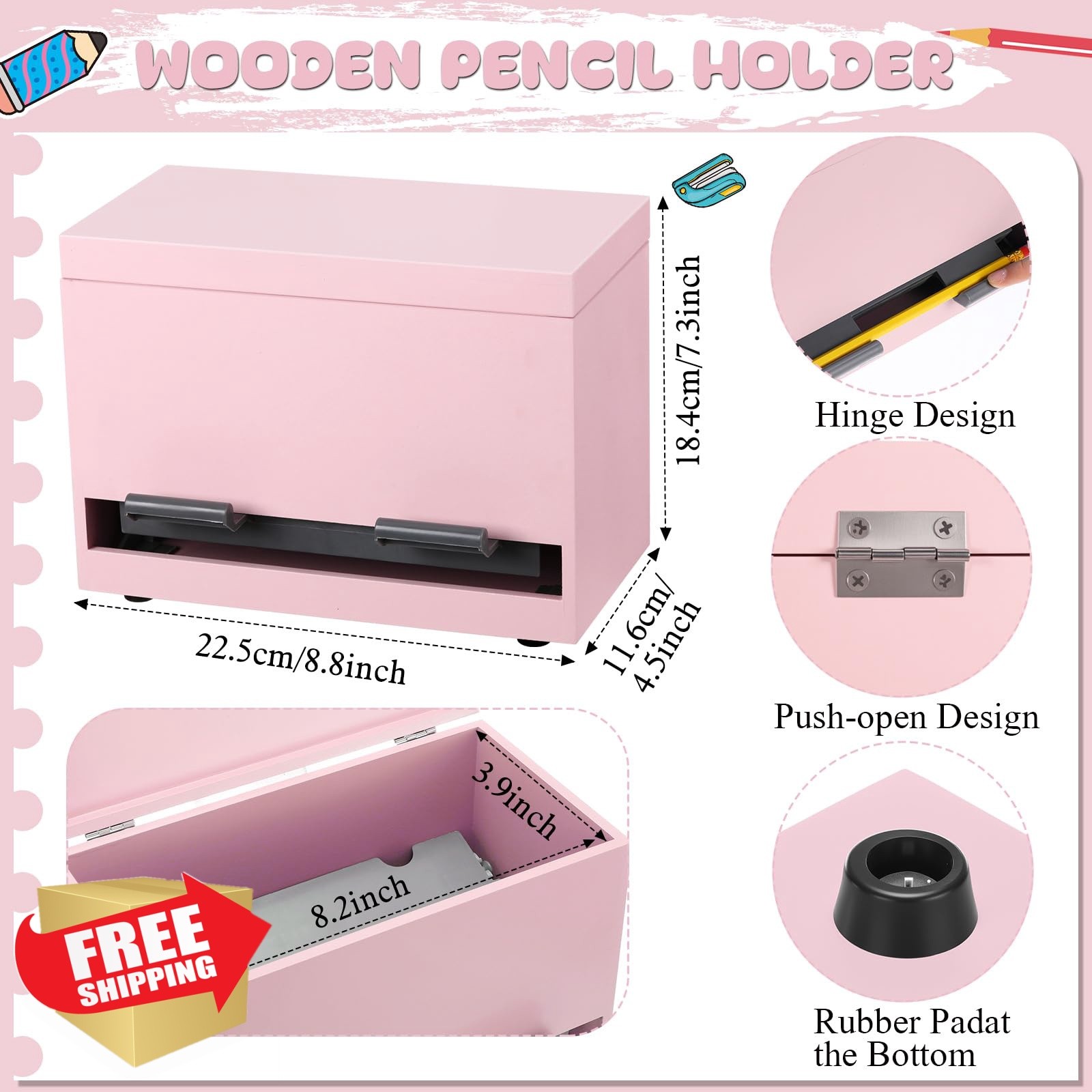 Yalikop 1 Wood Pencil Dispenser Pink
