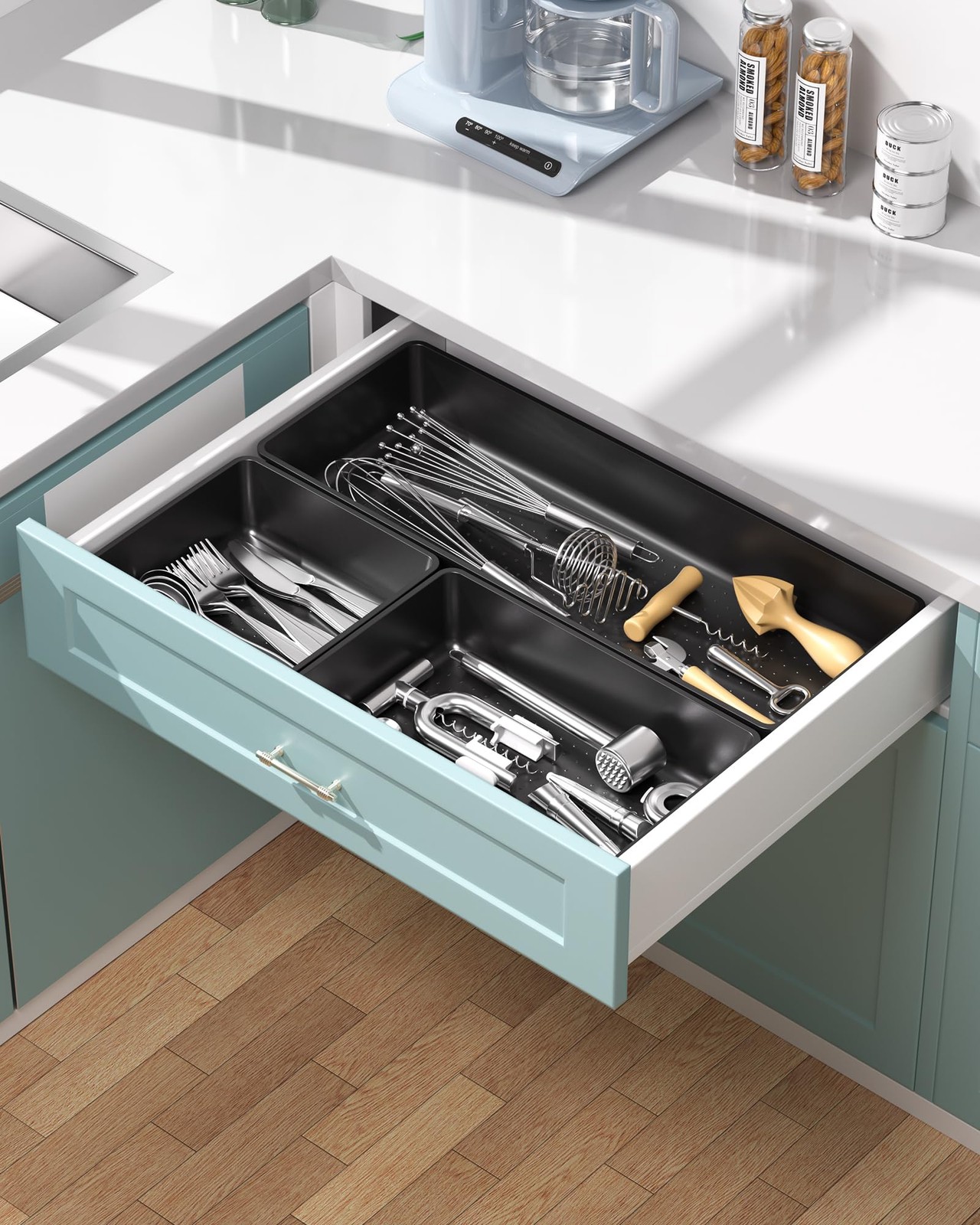 10 Pack Large Size Plastic Drawer Organizers Set, 3 Sizes Desk Drawer Organiz…