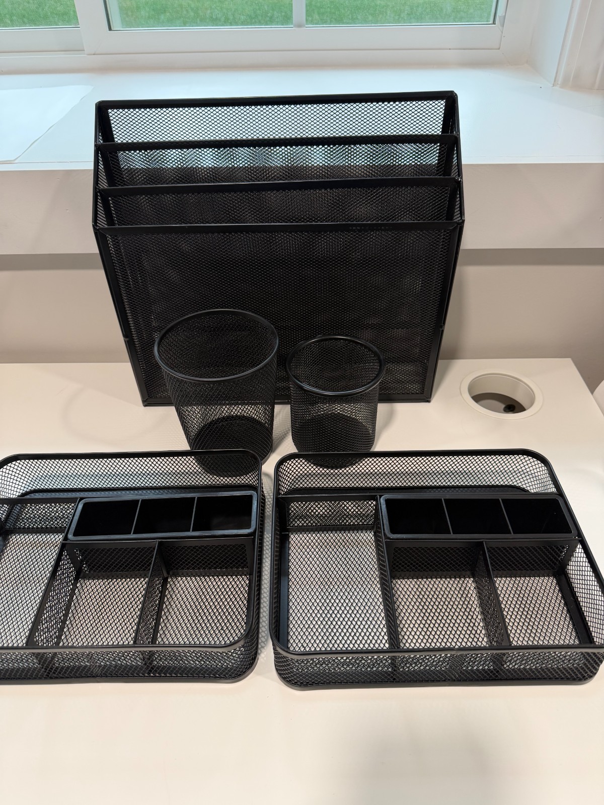 2 Drawer, 2 Pen holders and 1 File organizer Black mesh