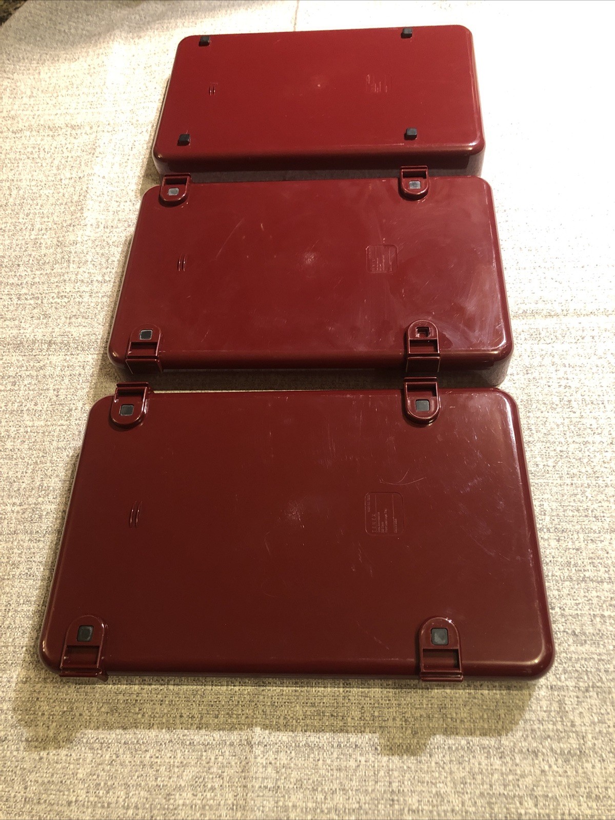 VTG 80s TENEX 200 Class Stacking Legal Size 3 Tier Office Desk Tray Set Burgundy