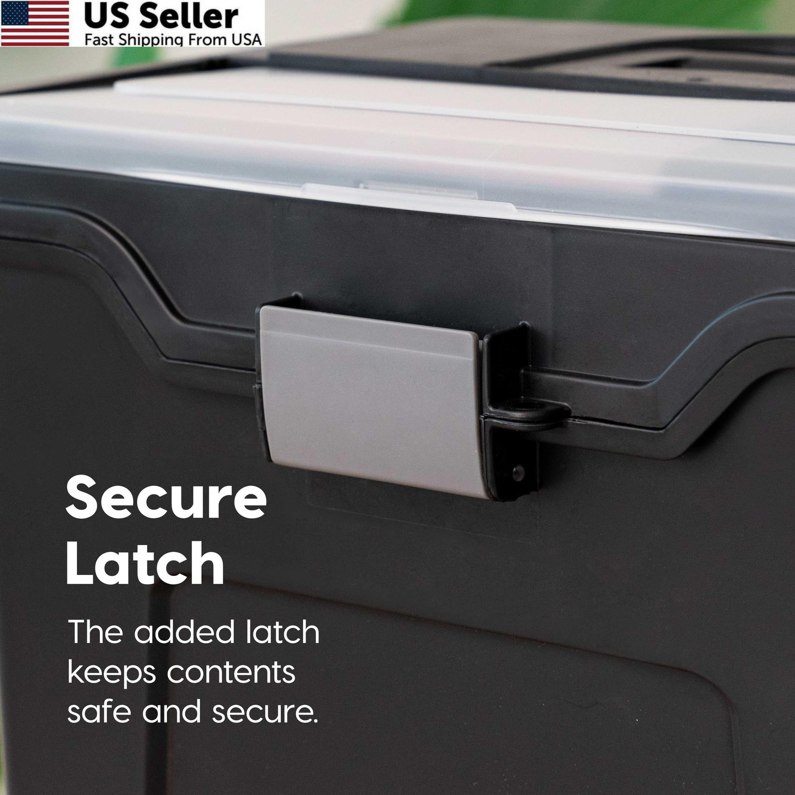 IRIS USA File Box with Lid Organizer for Letter Single, Black w/ Handle