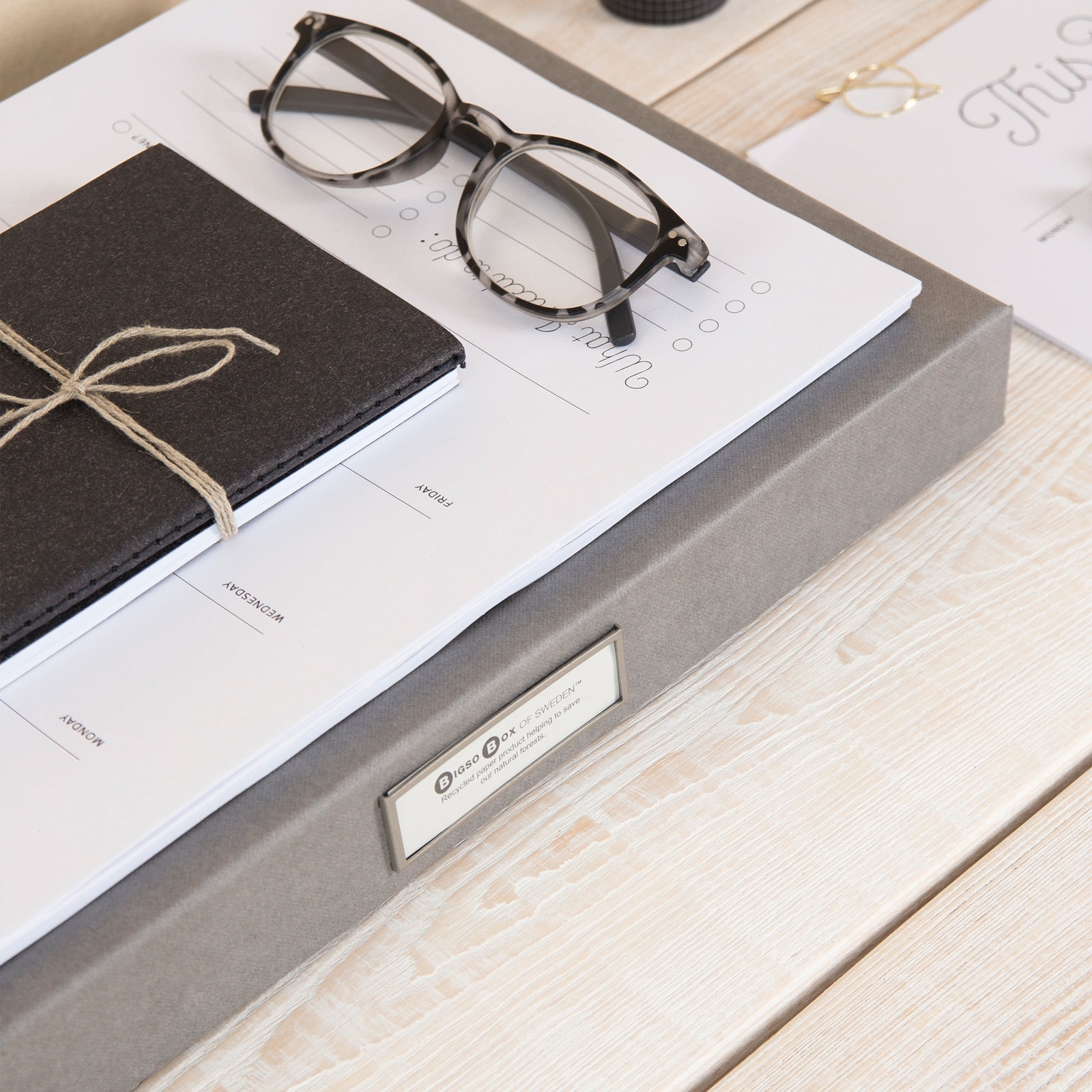 Bigso Sven Fiberboard Classic Hinged Document Box | Dark Grey